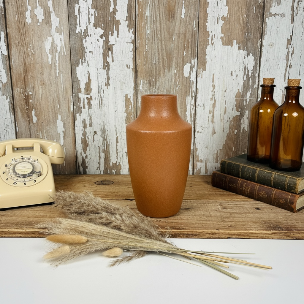 Retro Style Ceramic Brown Vase 11" tall