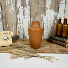 Retro Style Ceramic Brown Vase 11" tall