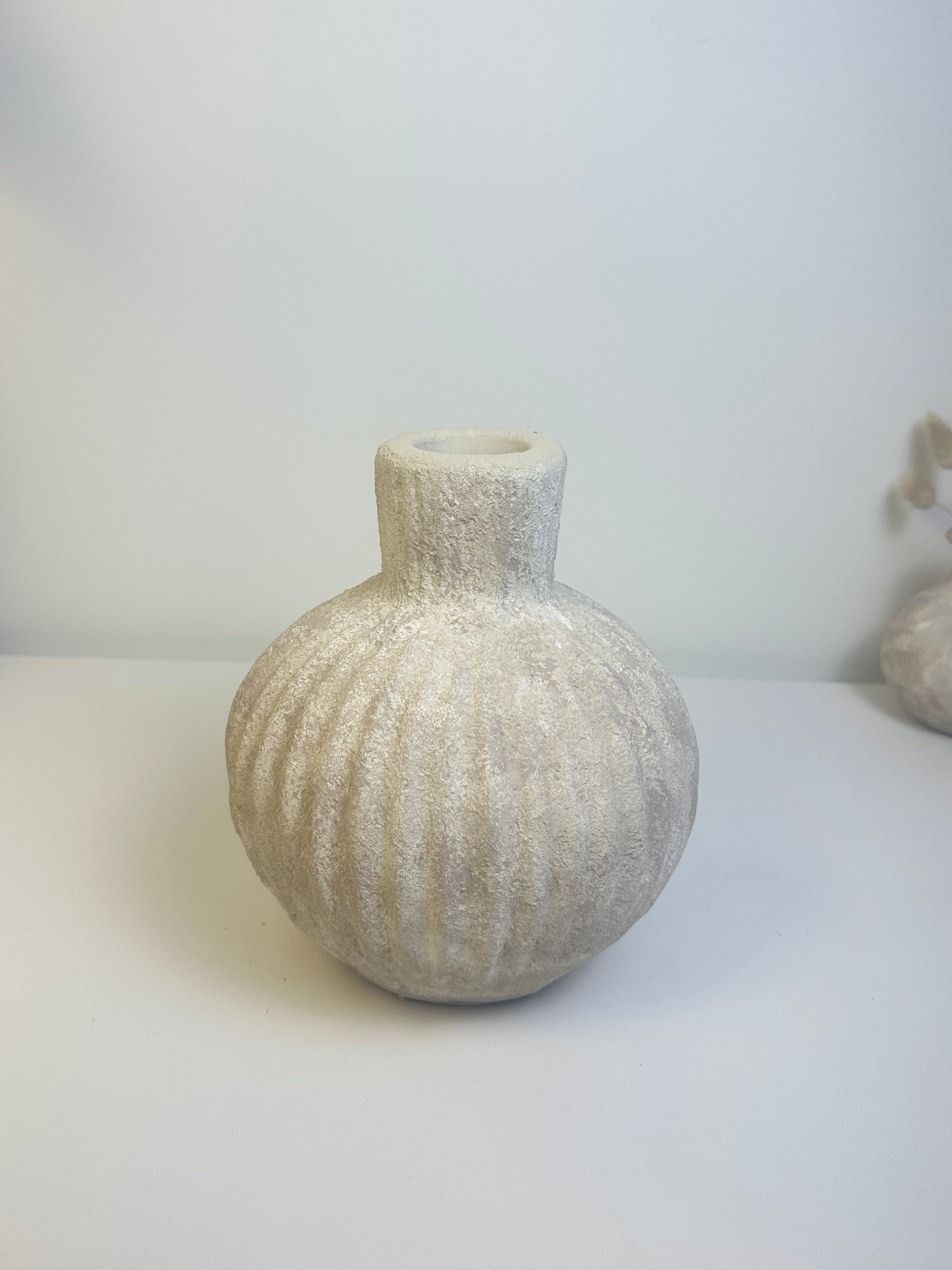 Handmade Decorative Ceramic Vase 8” tall - beige washed