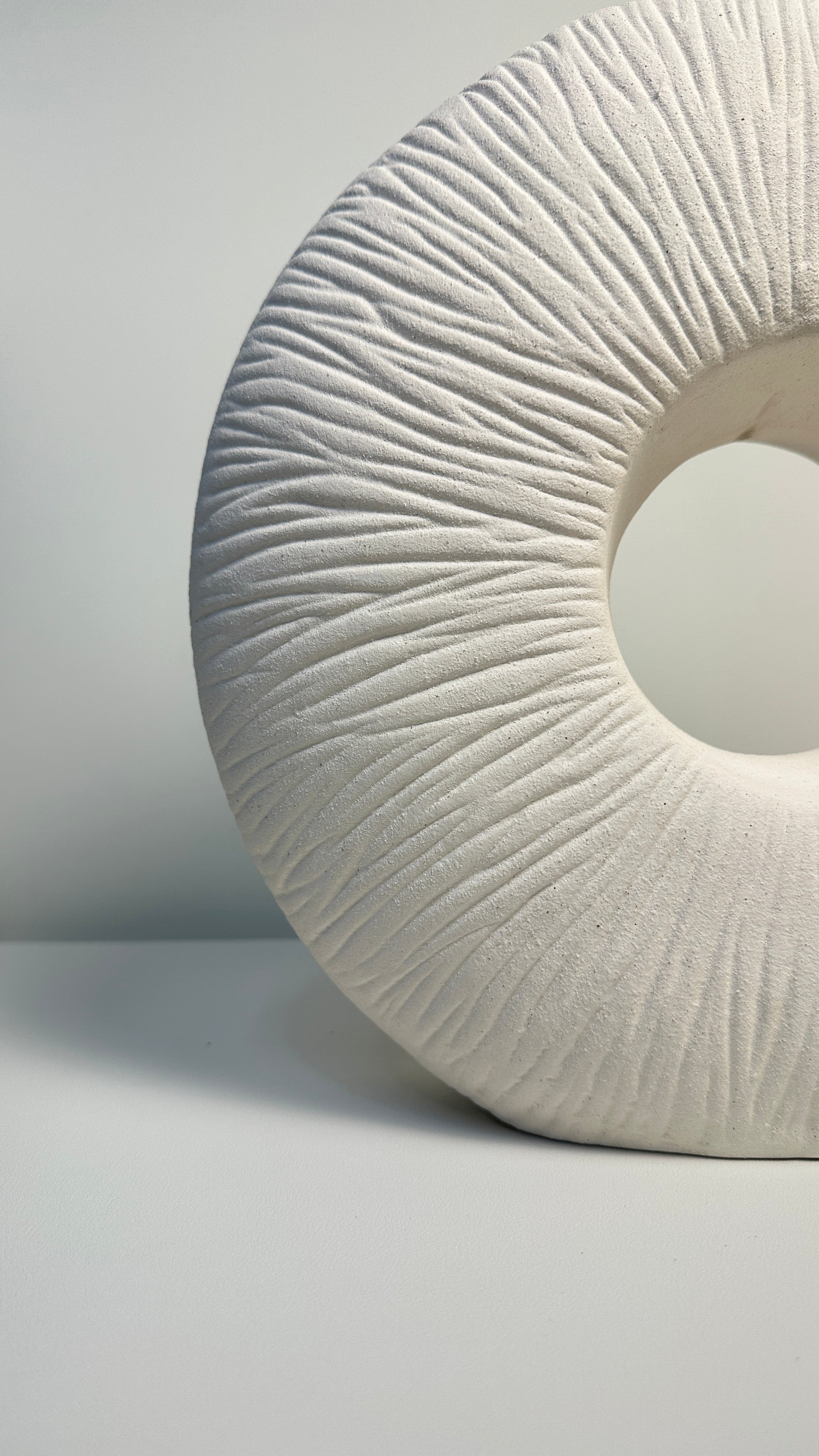 Minimalist Contemporary White Ceramic Vase 14 Inch