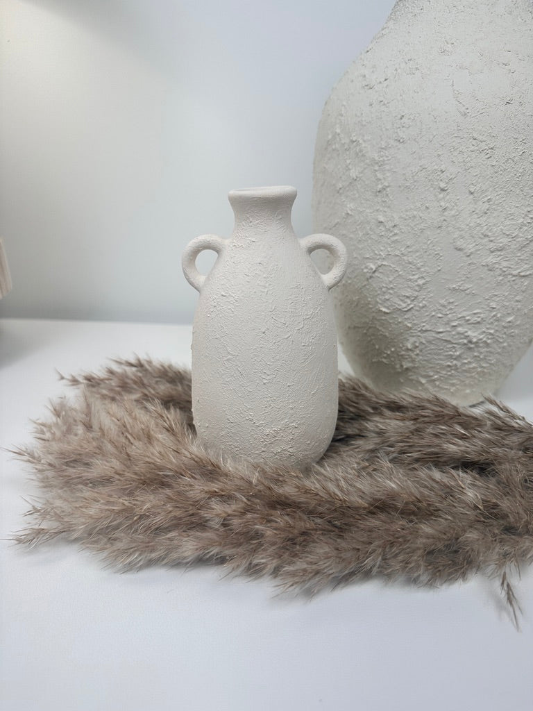 Set of 3 minimalist vases - hand painted and textured - off white
