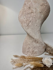 Minimalist Twisted Textured Hand-painted Ceramic Vase 16" Light Beige Wash