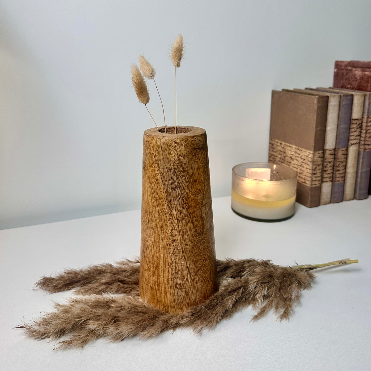 Rustic Vase Wood 8" tall - Brown