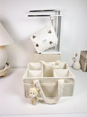 Set of 2 Pouch Bag One Handle and Caddy Diaper Bag for Baby Essentials - Cream
