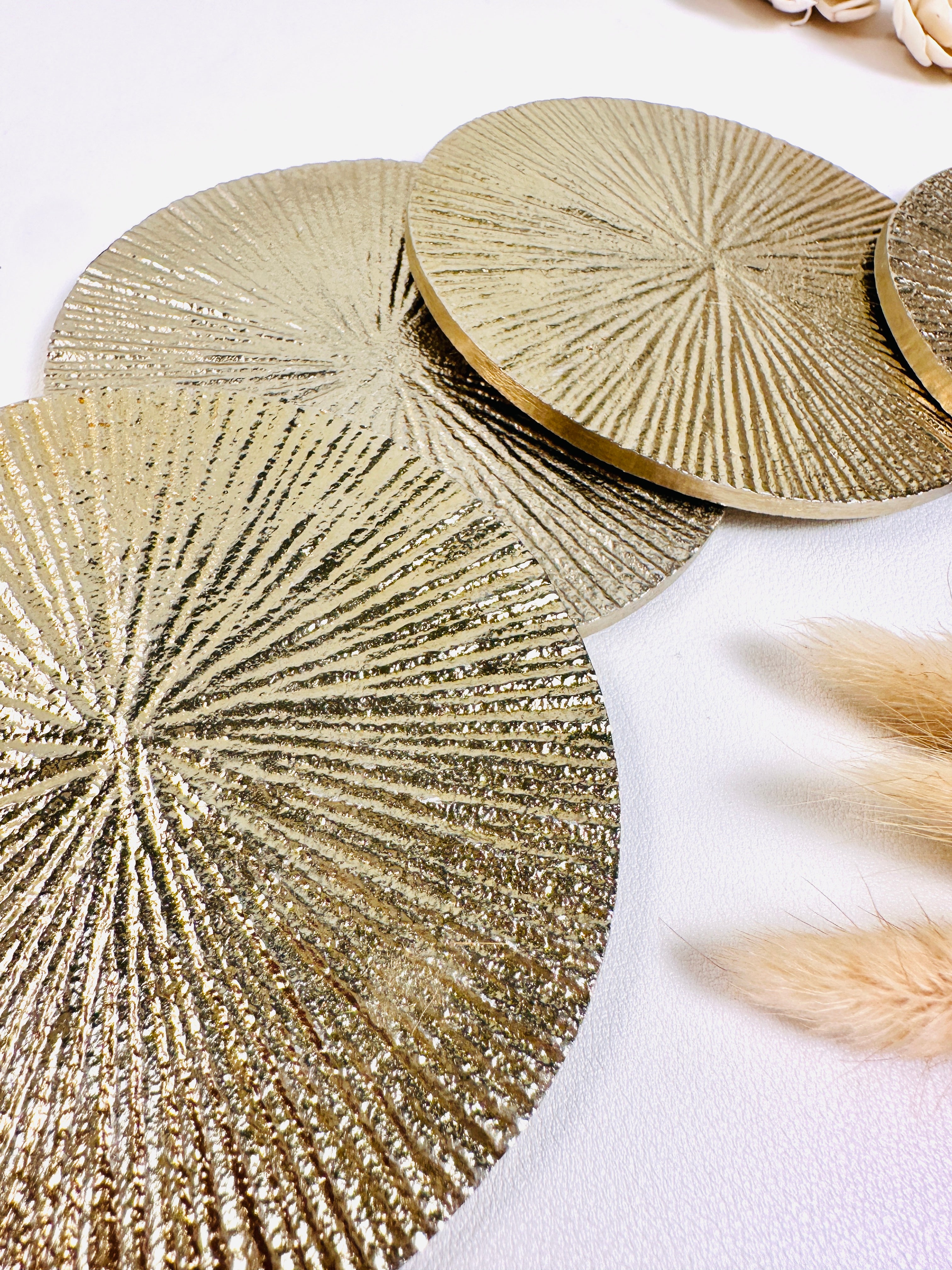 Set of 4 Round Metallic Gold Coasters