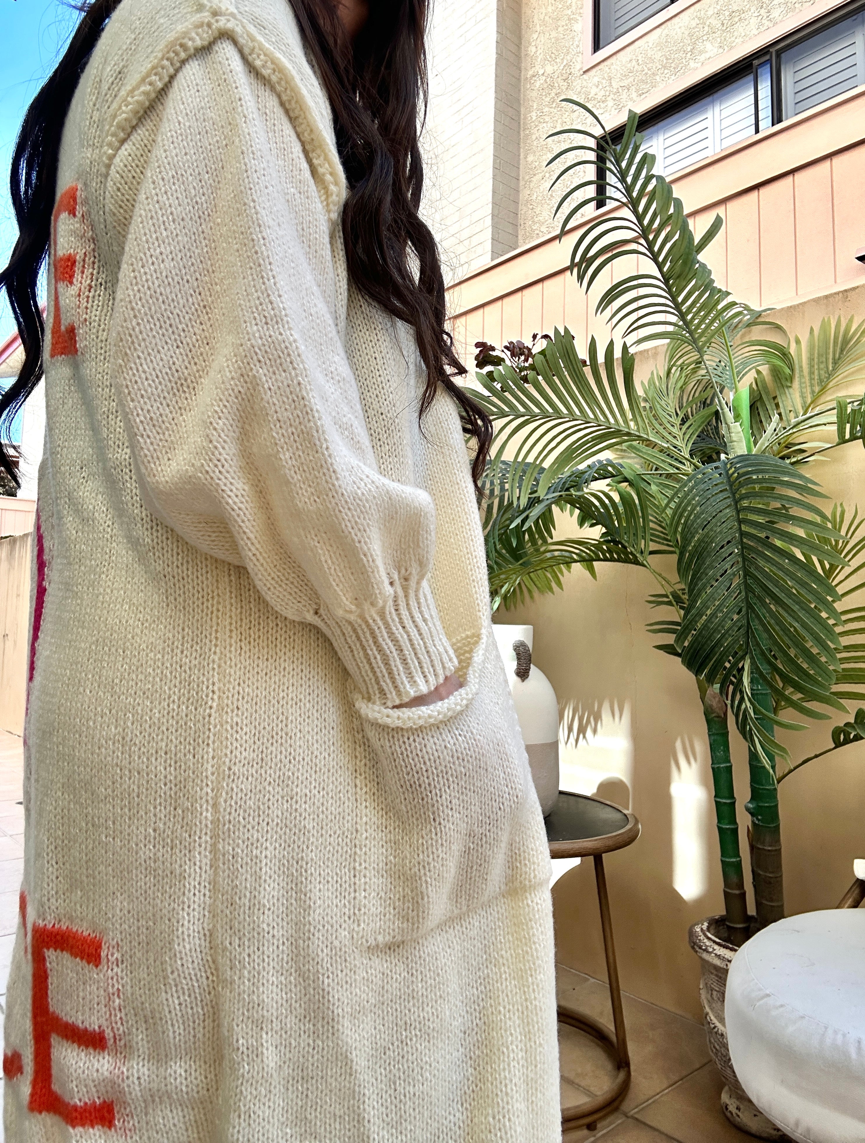Cozy Women's Love Peace Graphic Oversized Cardigan Long Sleeve