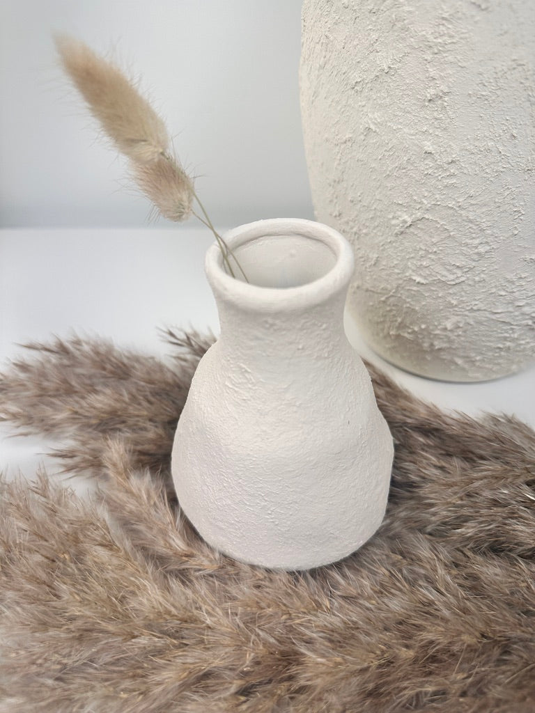 Set of 3 minimalist vases - hand painted and textured - off white