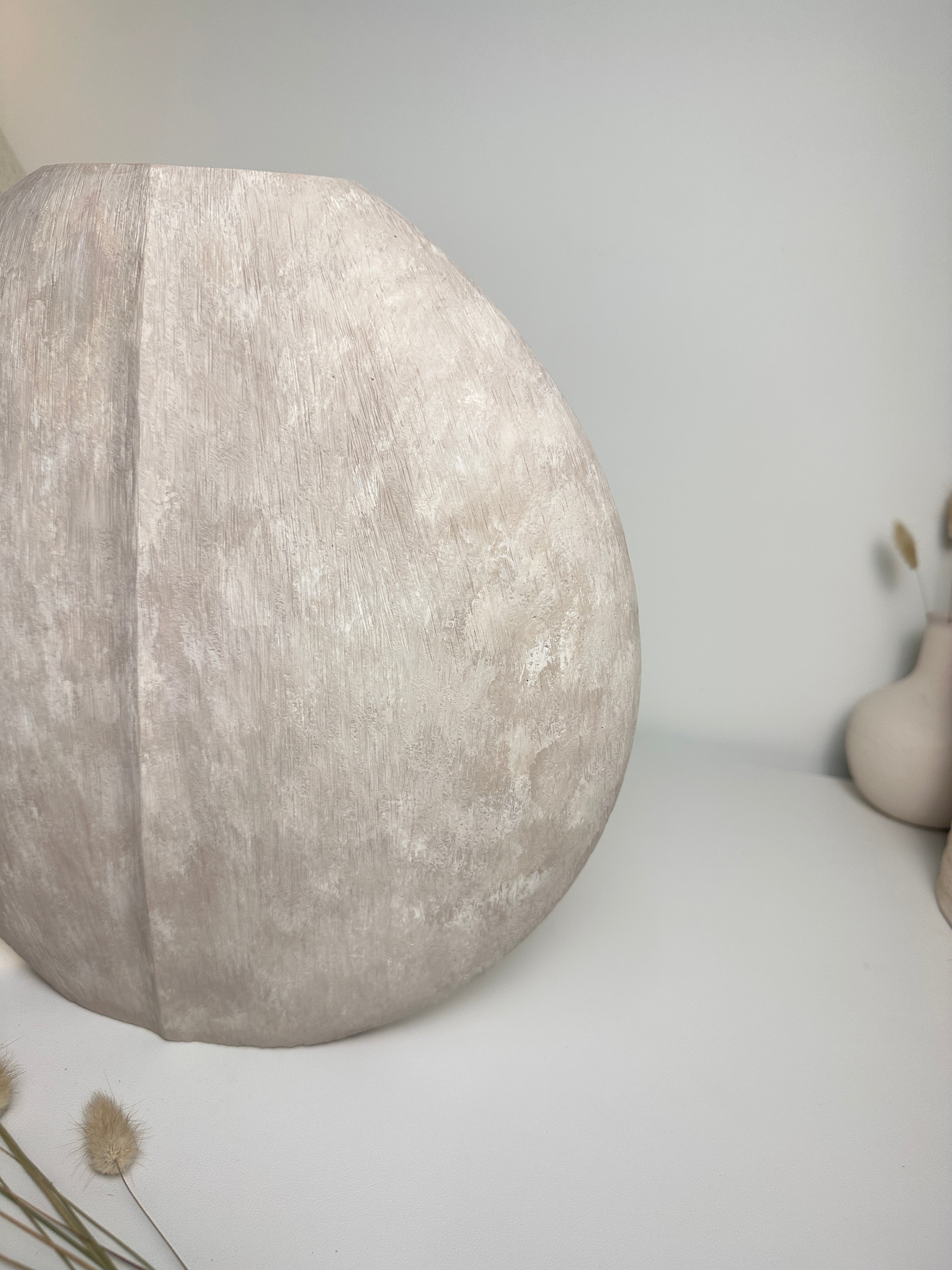 Modern Round metallic Beige Washed vase 14” tall