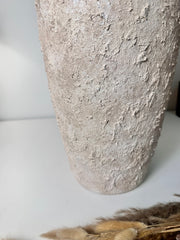 Minimalist Textured Hand-painted Ceramic Vase 18" tall - Cream Sand wash