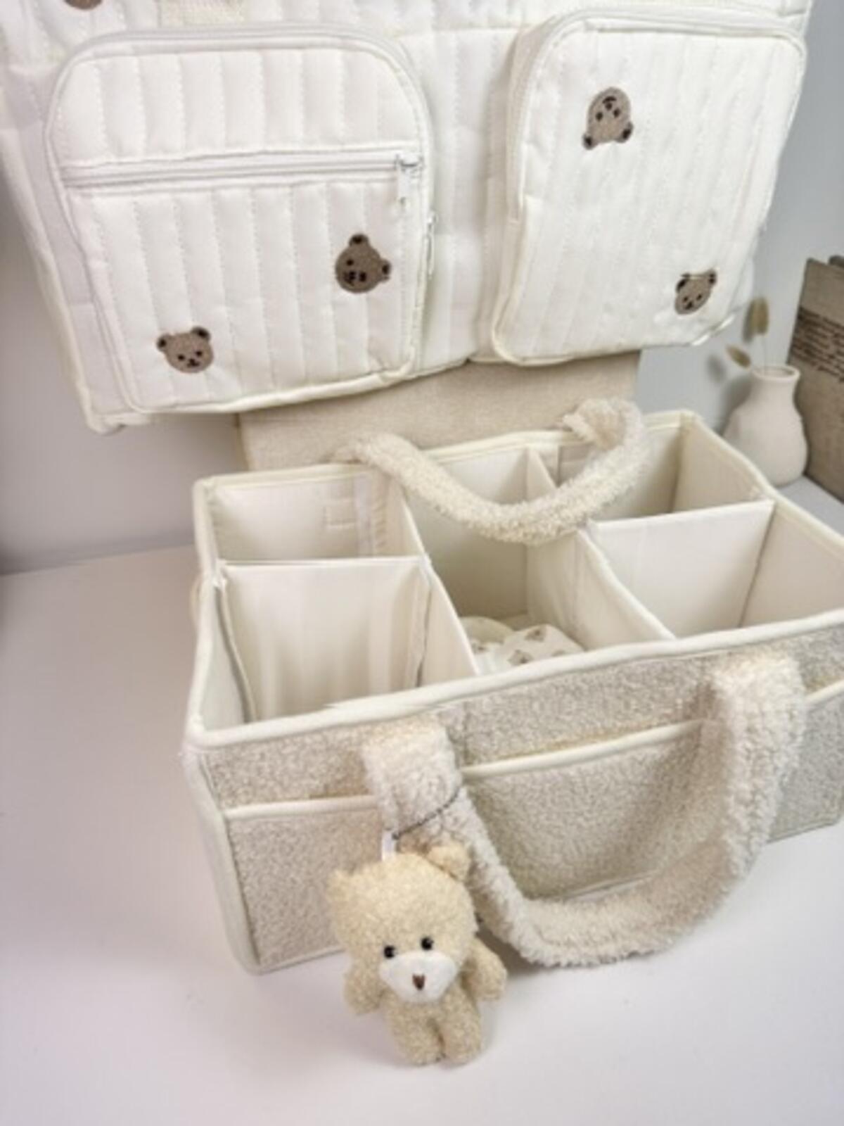 Set of 2 Duffel Bag and Caddy Diaper for Baby Essentials - Cream