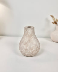 Rustic Beige Wash Wood Vase 6.5" tall