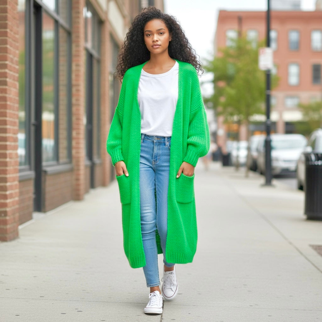 Women's Love Peace Graphic Oversized Cardigan Long Sleeve