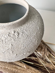 Minimalist Textured Hand-painted Ceramic Vase 14.5" tall - Off White washed