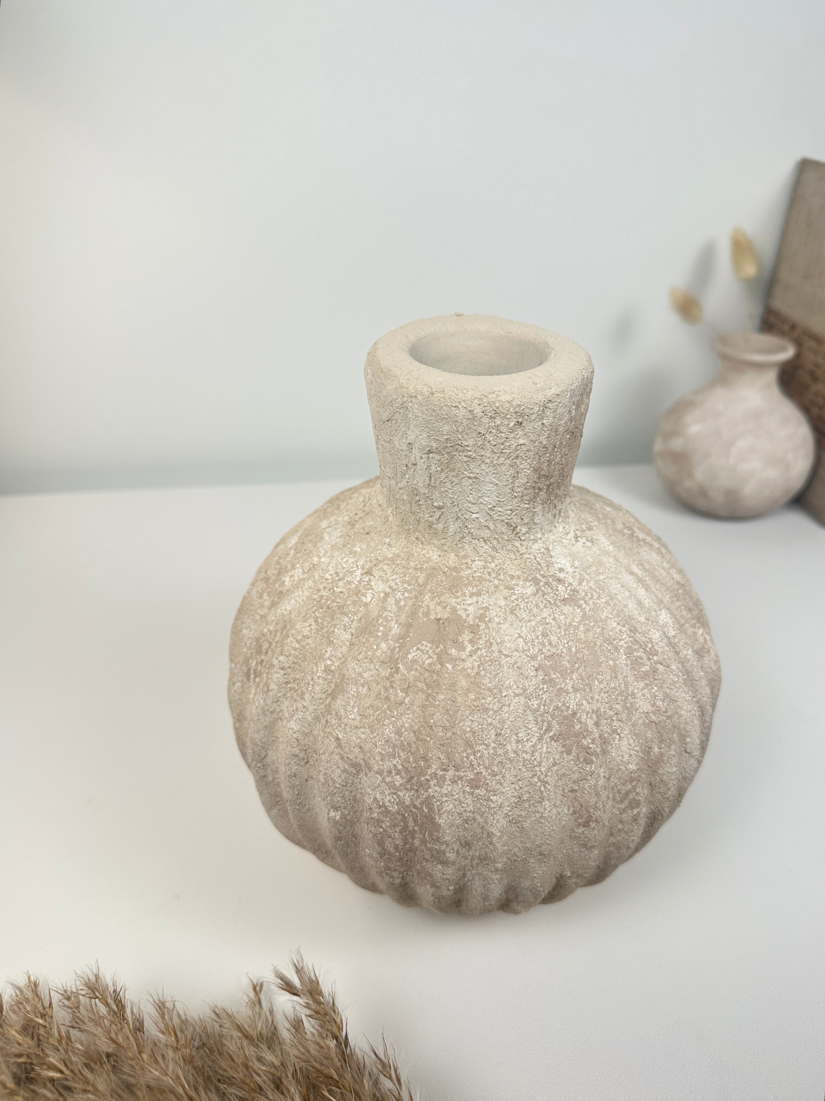 Handmade Decorative Ceramic Vase 8” tall - beige washed