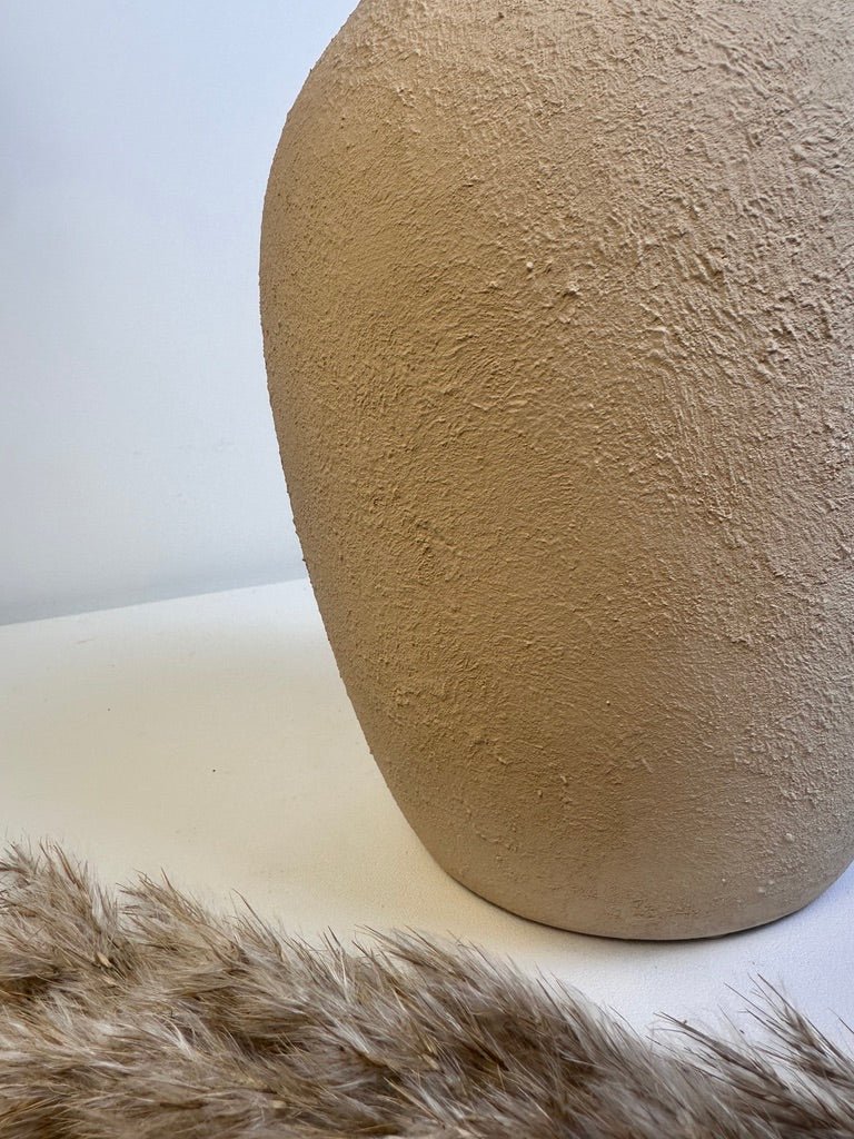 Minimalist Textured and Hand-Painted Ceramic Vase 10.5" tall - Sand Tan