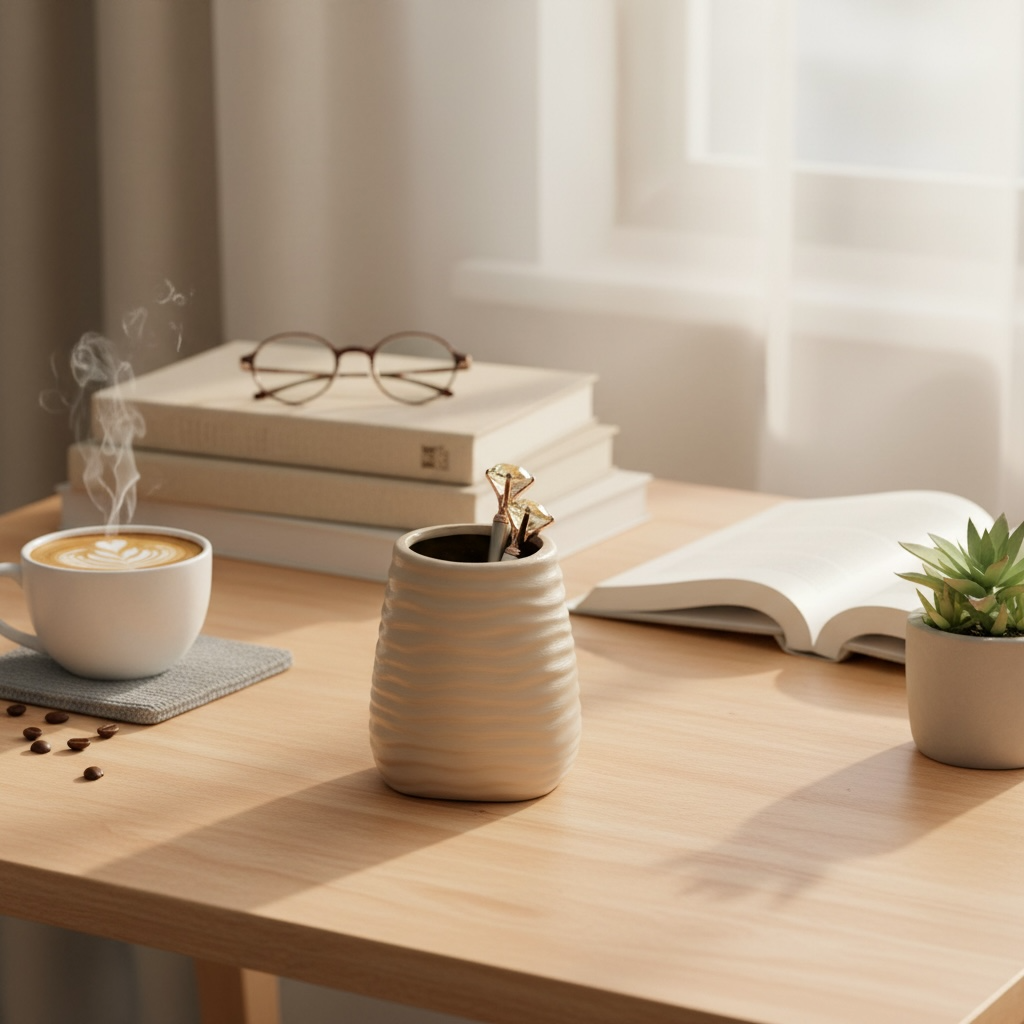 Small Vase/Pen Holder Minimalist Style  4.5"