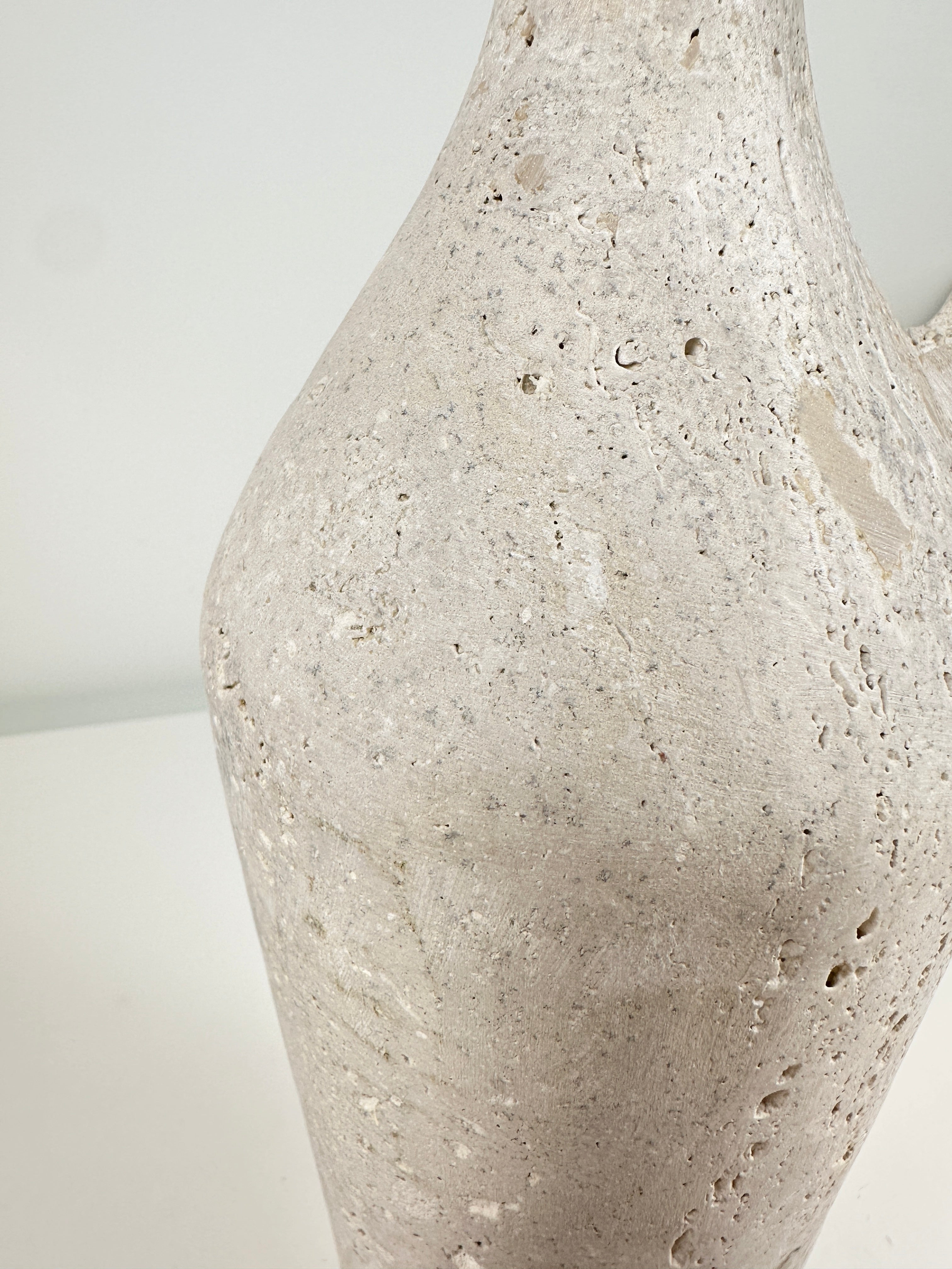 Handcrafted organic natural stone vase 12“ - Off White