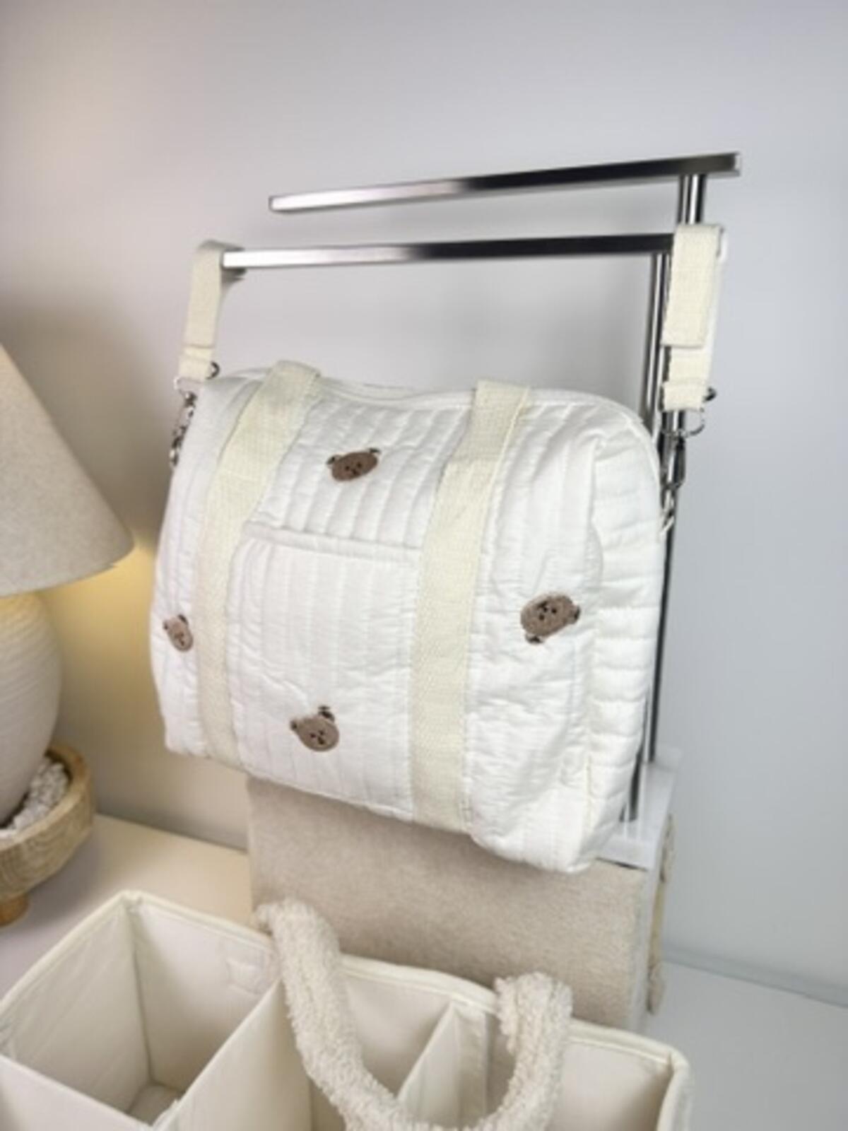 Set of 2 Stroller Bag and Caddy Diaper Bag for Baby Essentials - Cream