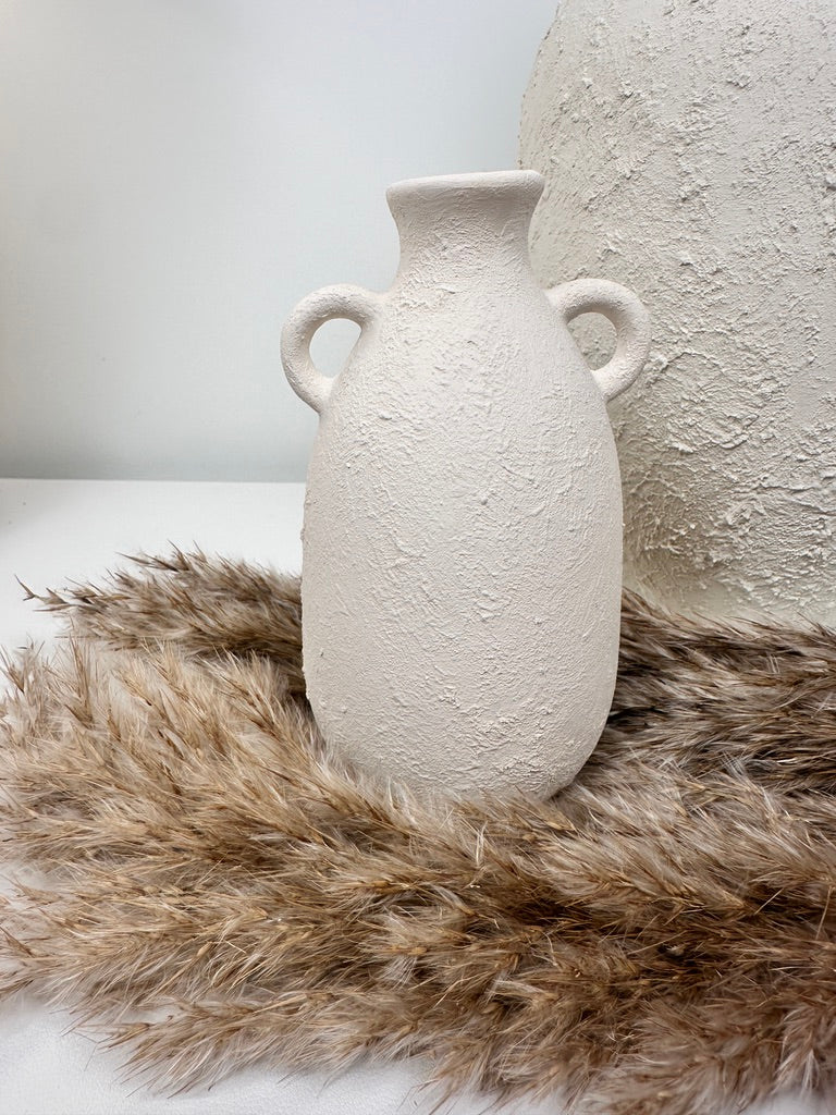 Set of 3 minimalist vases - hand painted and textured - off white