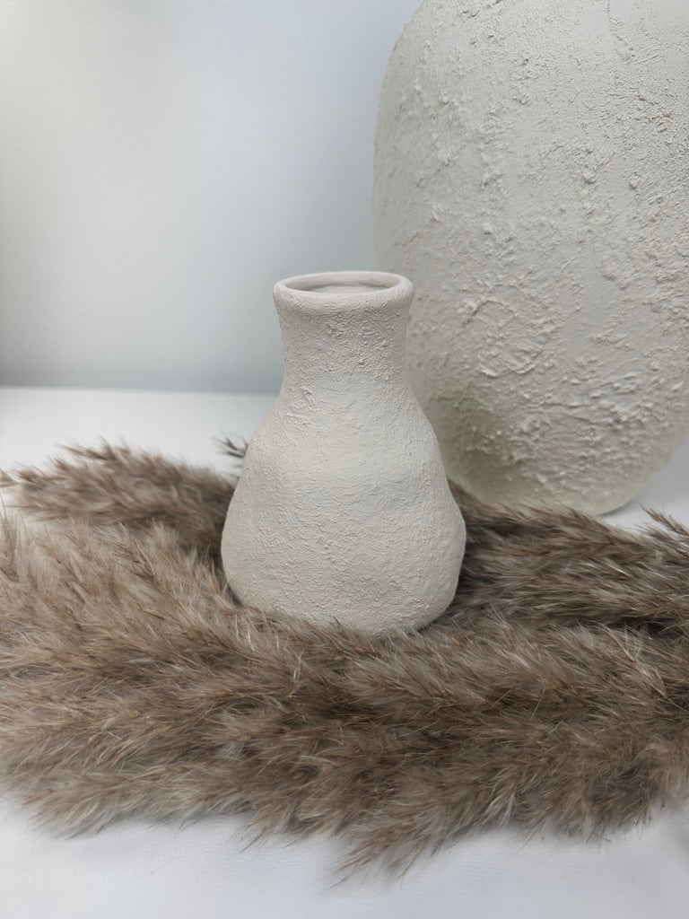Set of 3 minimalist vases - hand painted and textured - off white