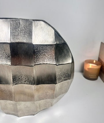 Art Piece Metallic Vase Silver 13.5" tall
