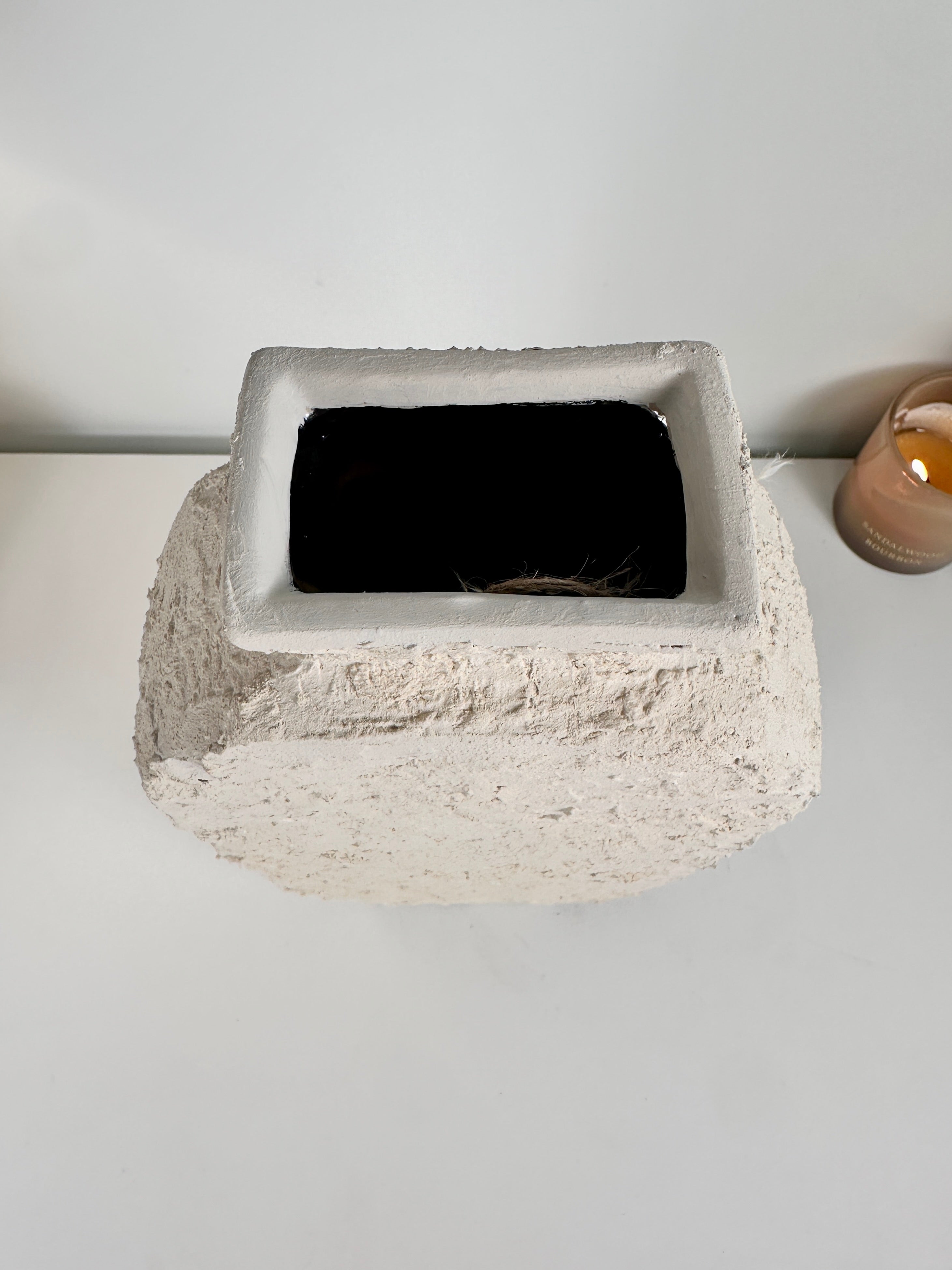 Minimalist Textured Hand-painted Sculpture Floor or Table Vase 17" tall - Cream