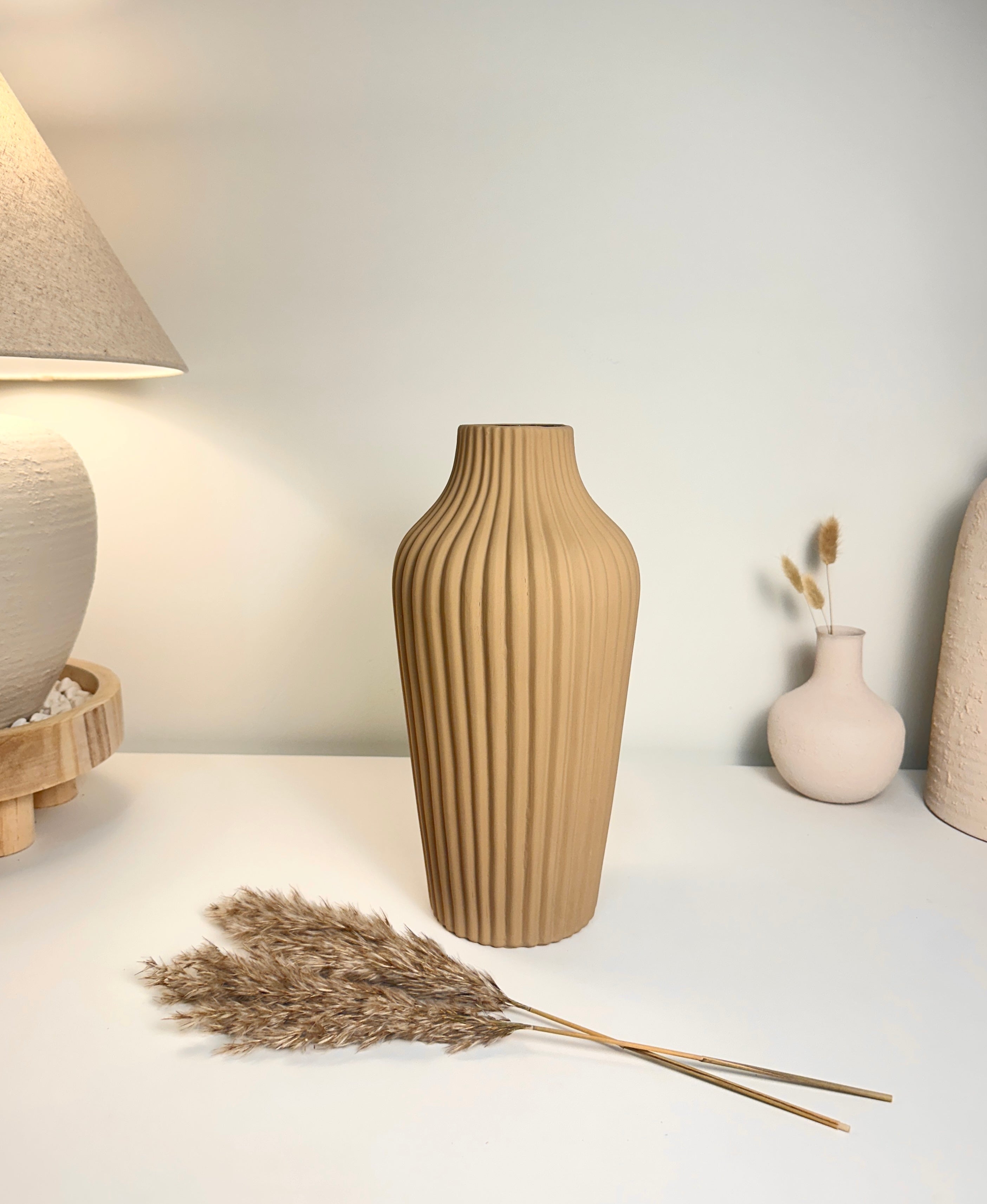 Modern Ceramic Vase with Stripes 13" tall