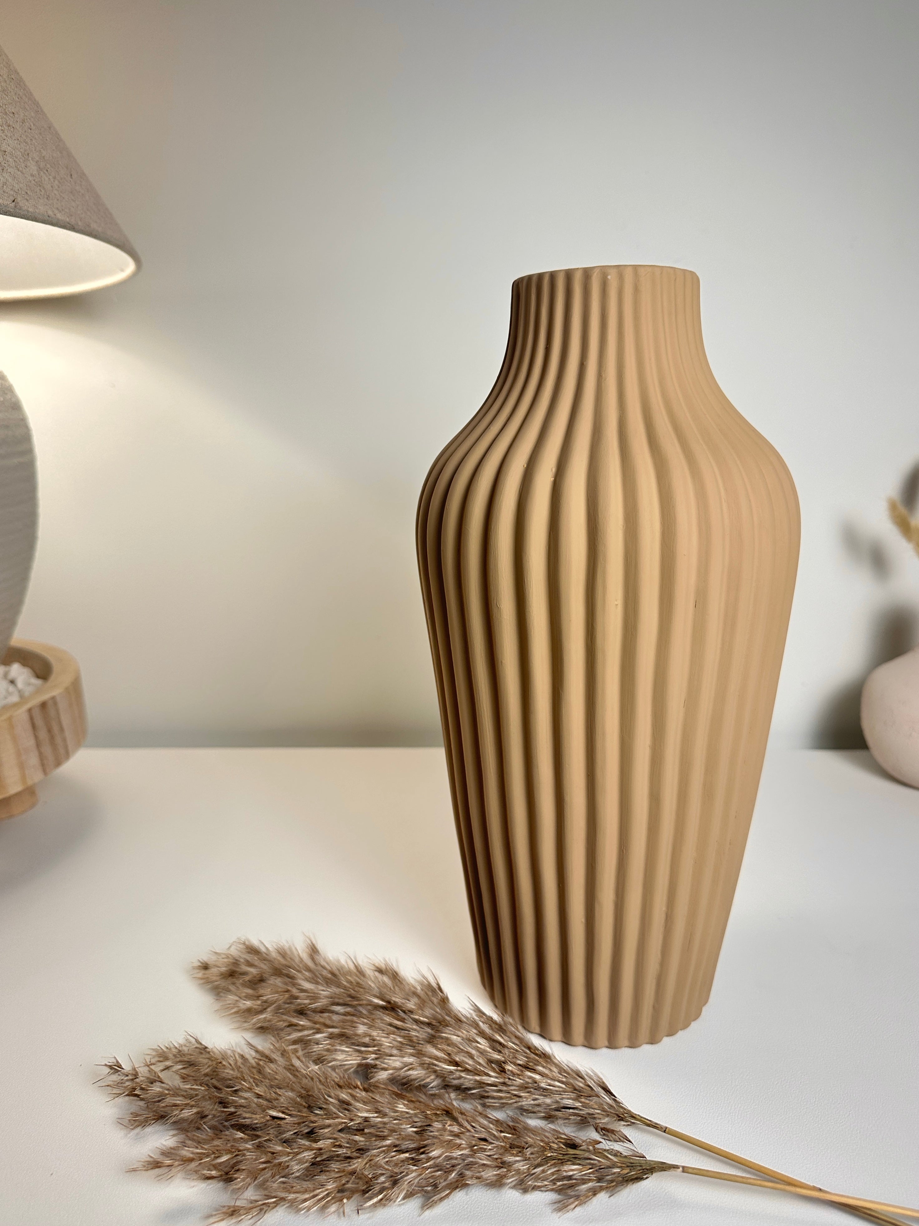 Modern Ceramic Vase with Stripes 13" tall
