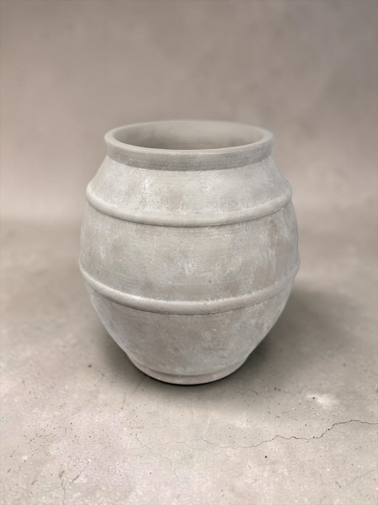 Handmade Painted Beige Washed Decorative Vase Planter 12’’