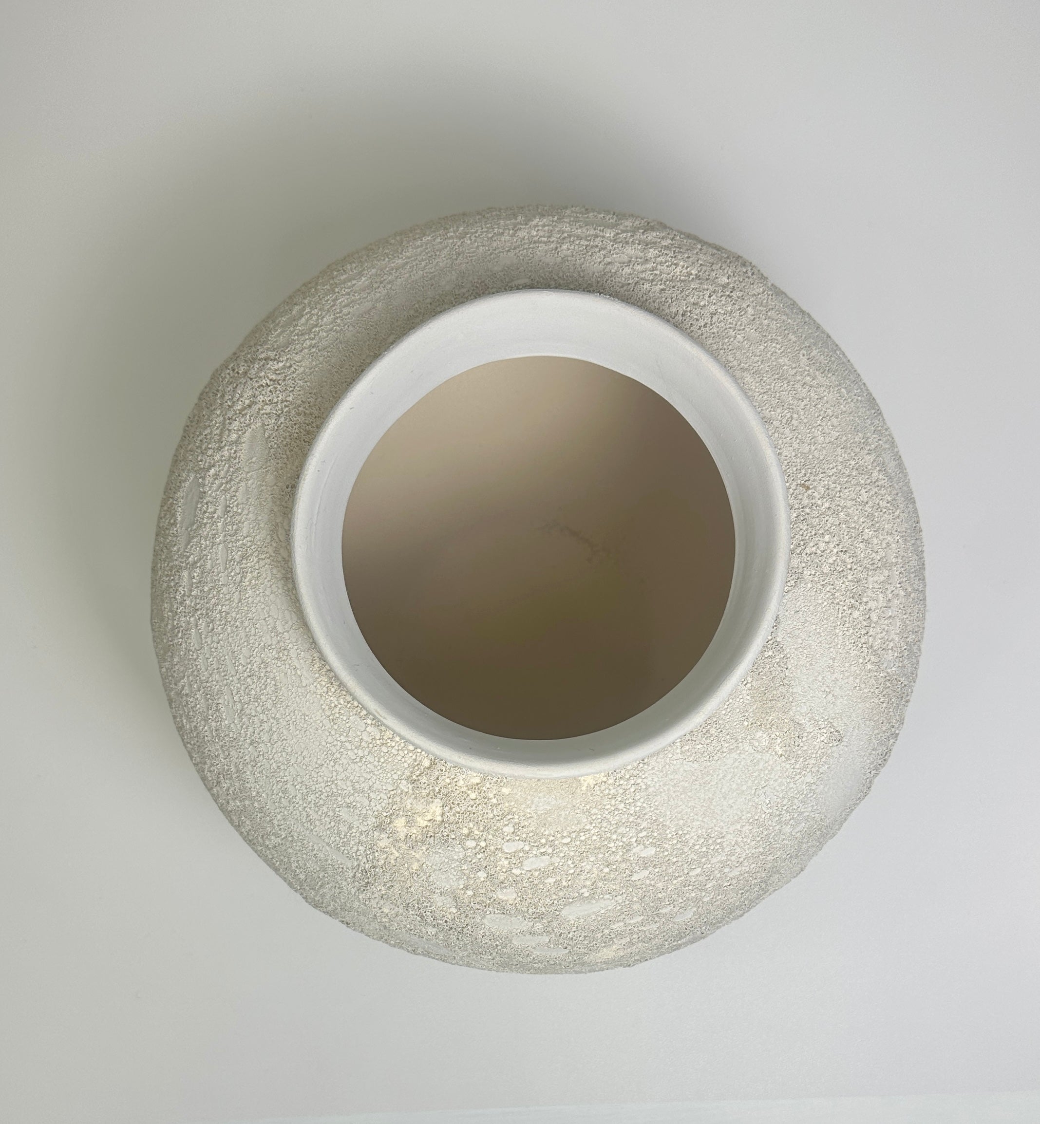 Minimalist Crater Moon Contemporary Ceramic Vase, White Textured Finish, 10 Inch tall Decorative Pottery