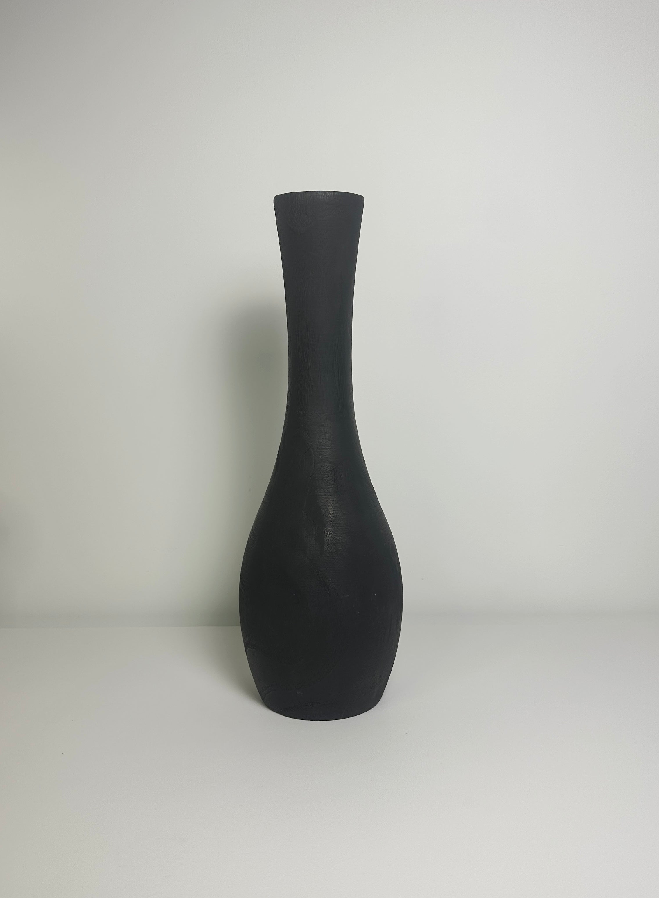 Modern black paulownia wood vase