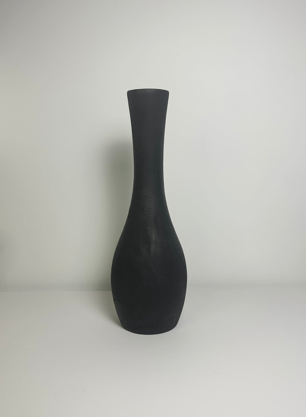 Modern black paulownia wood vase