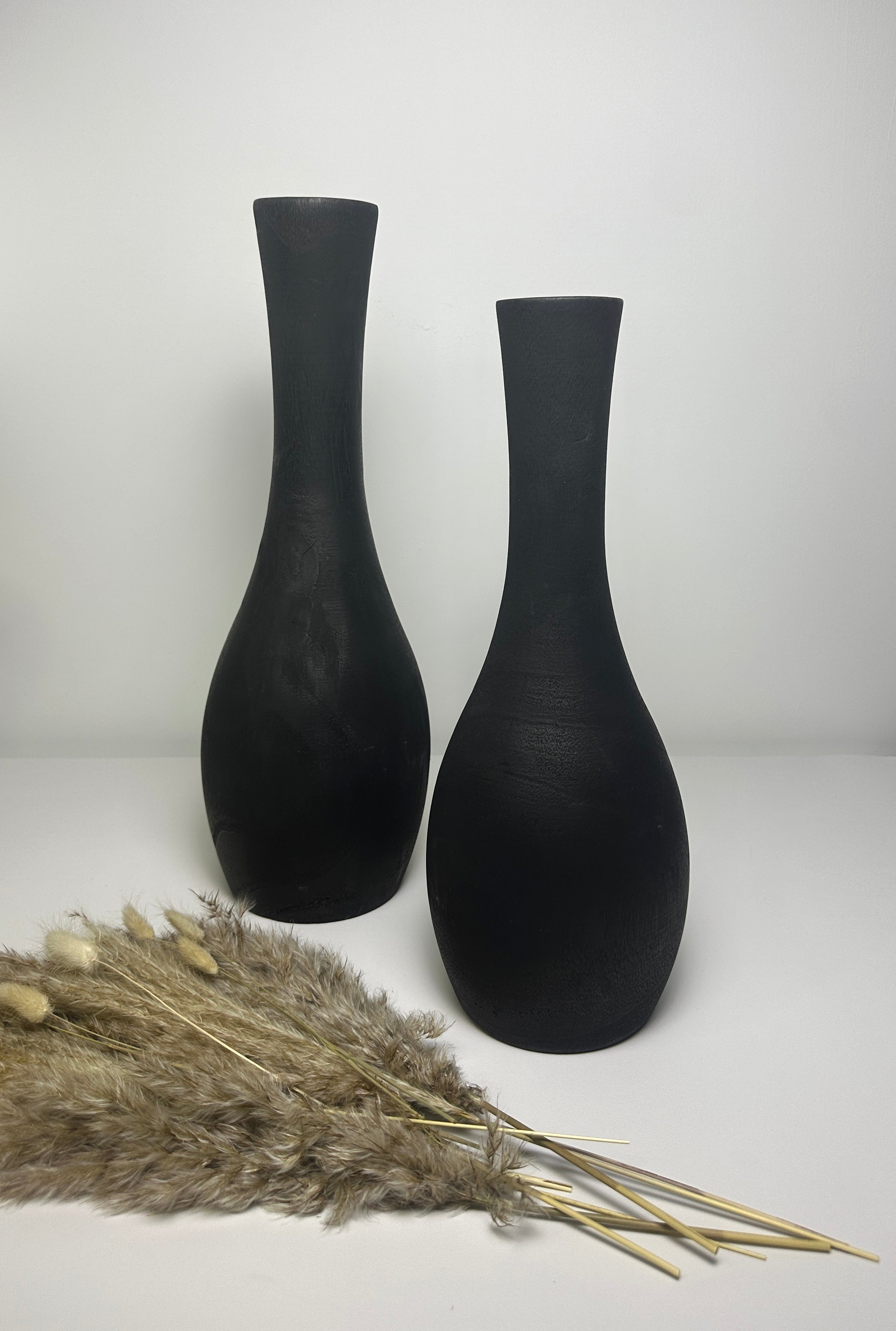 Modern black paulownia wood vase