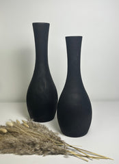 Modern black paulownia wood vase