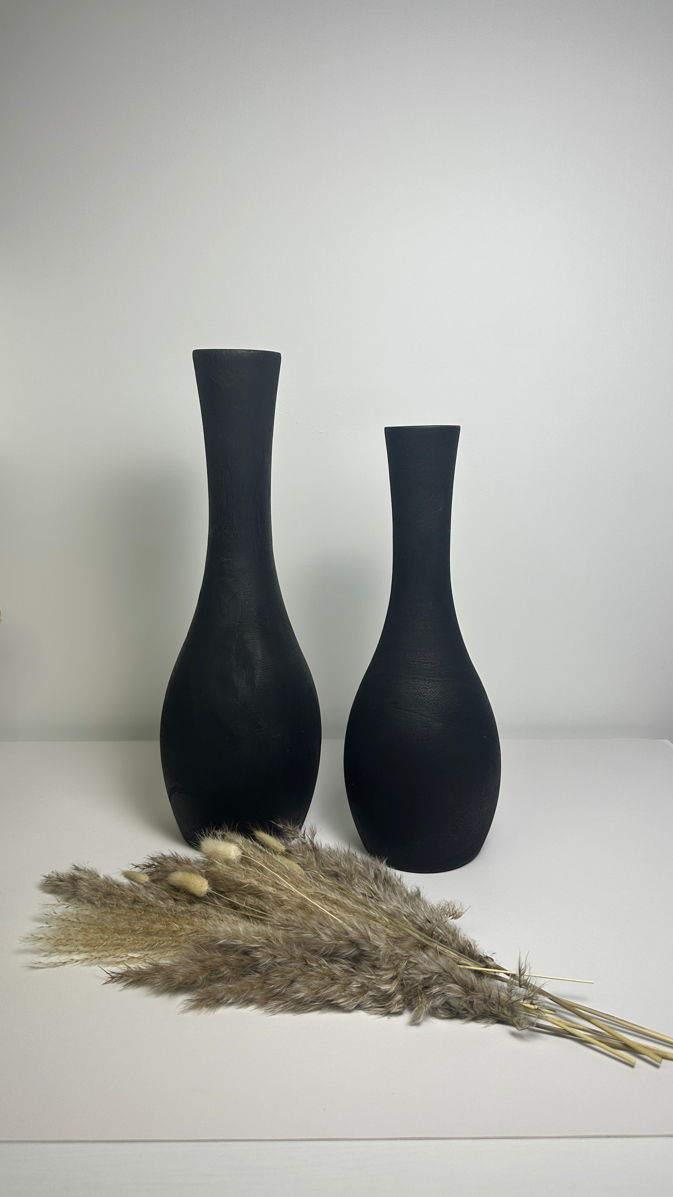 Modern black paulownia wood vase