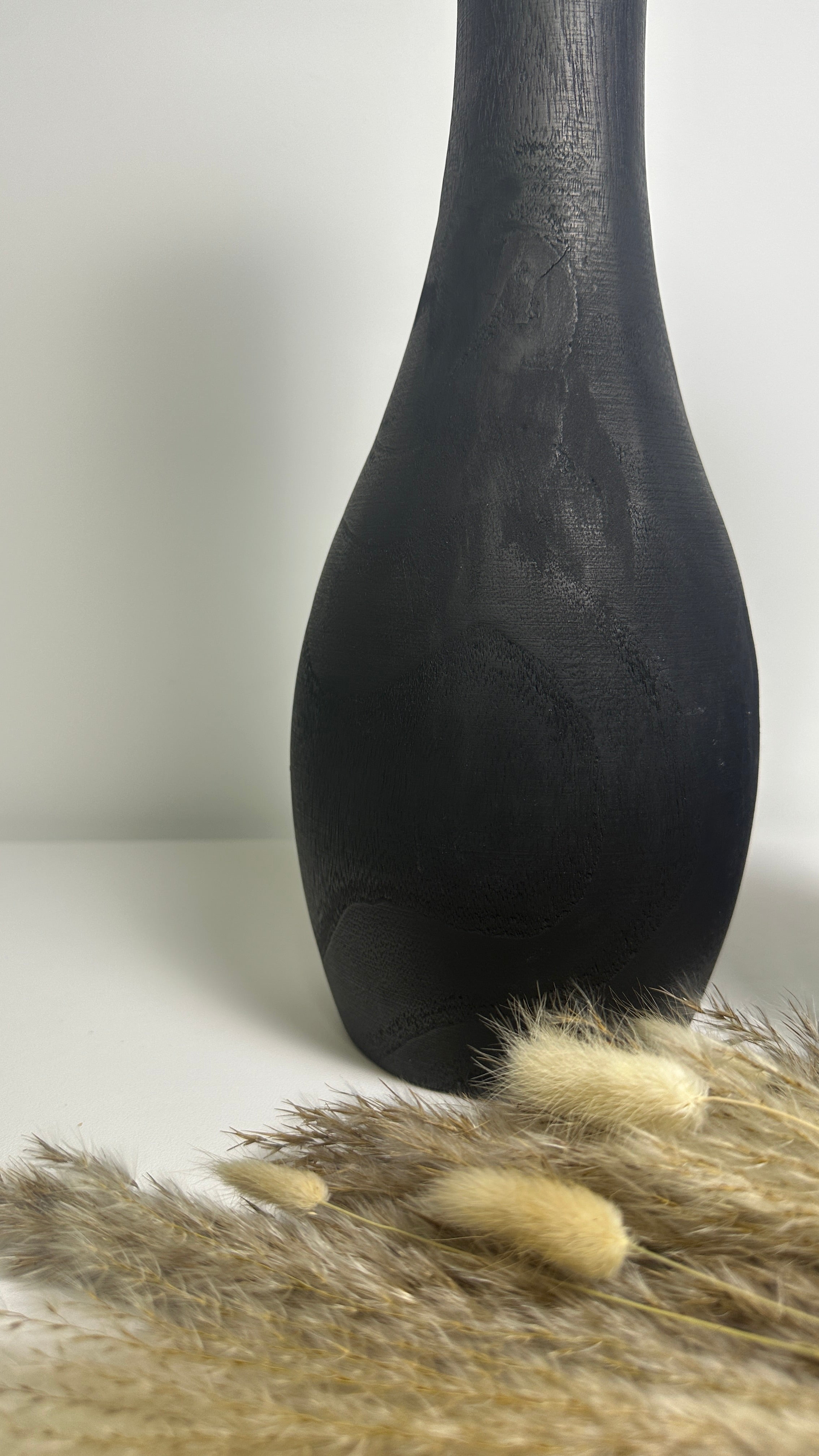 Modern black paulownia wood vase
