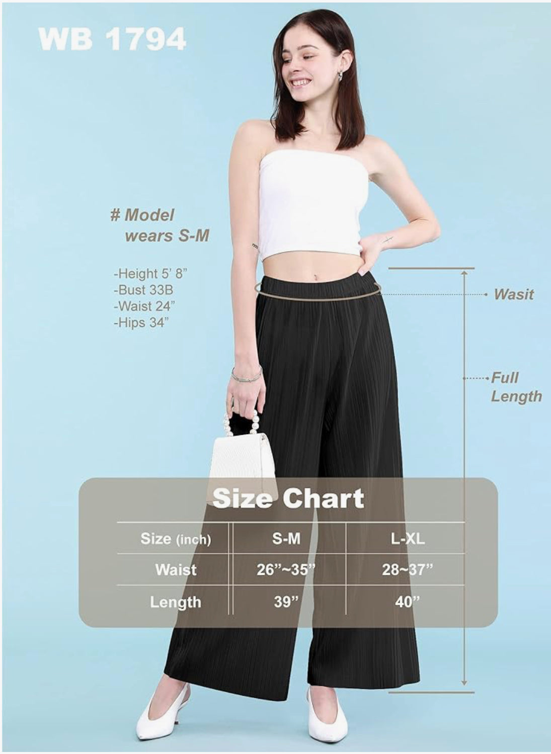Women's Pleated Wide Leg Palazzo Pants with Drawstring