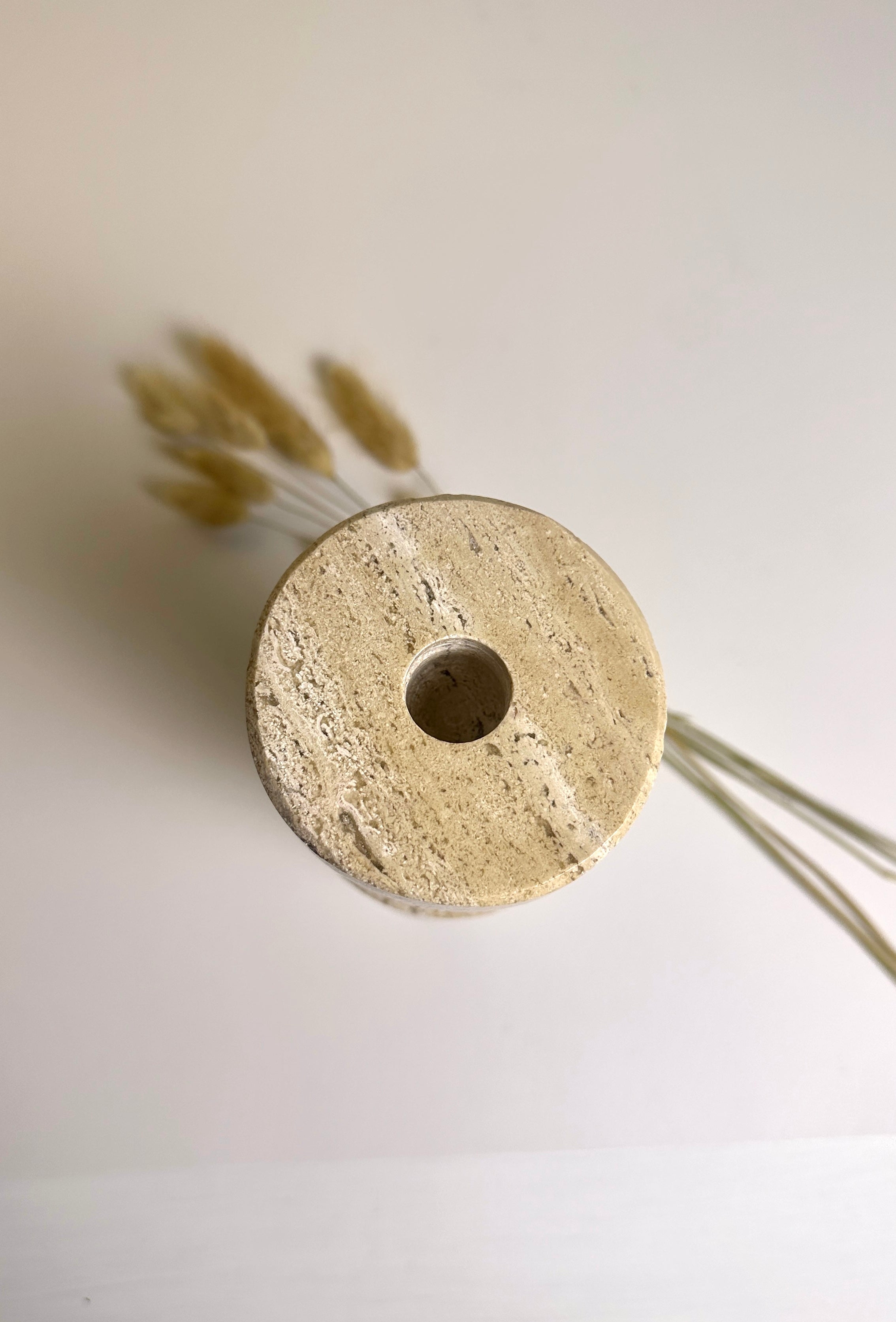 Modern Minimalist 8 Inch Stone Candle Holder with Geometric Hourglass Shape