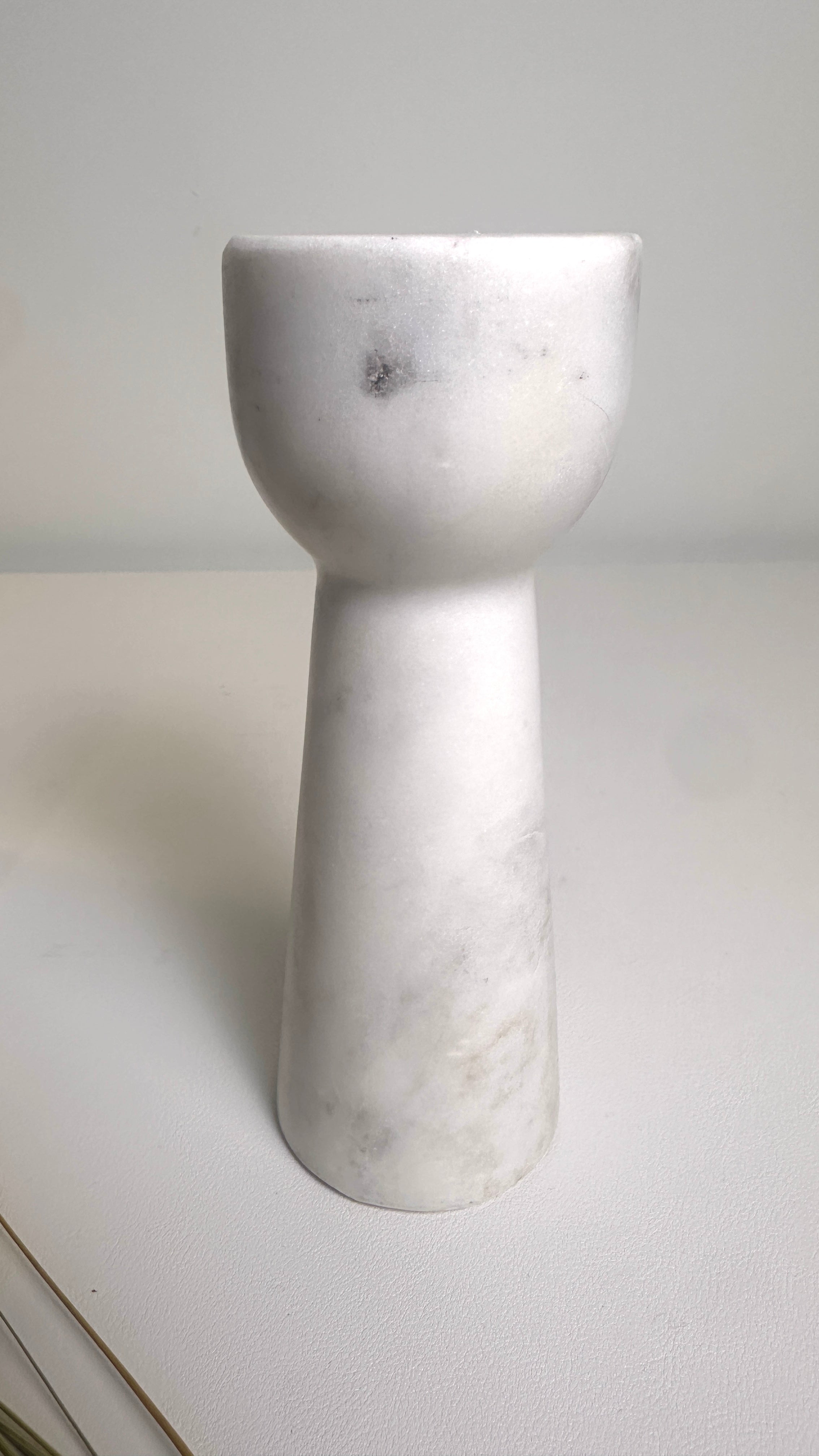 Set of 2 Elegant White Marble Candle Holders, Modern Decorative Candlesticks