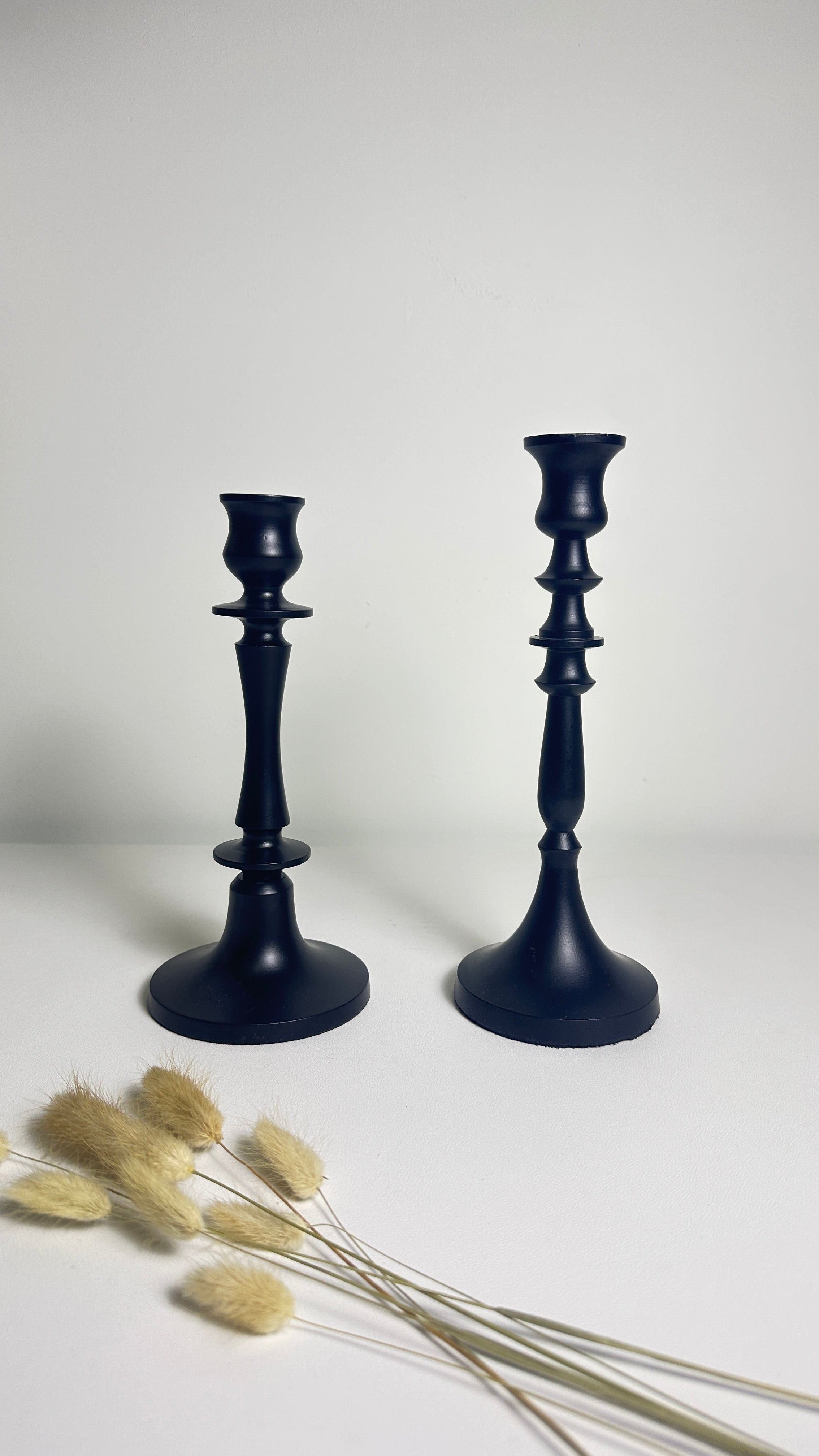 Metal Candle Holder Set of 2 - Black