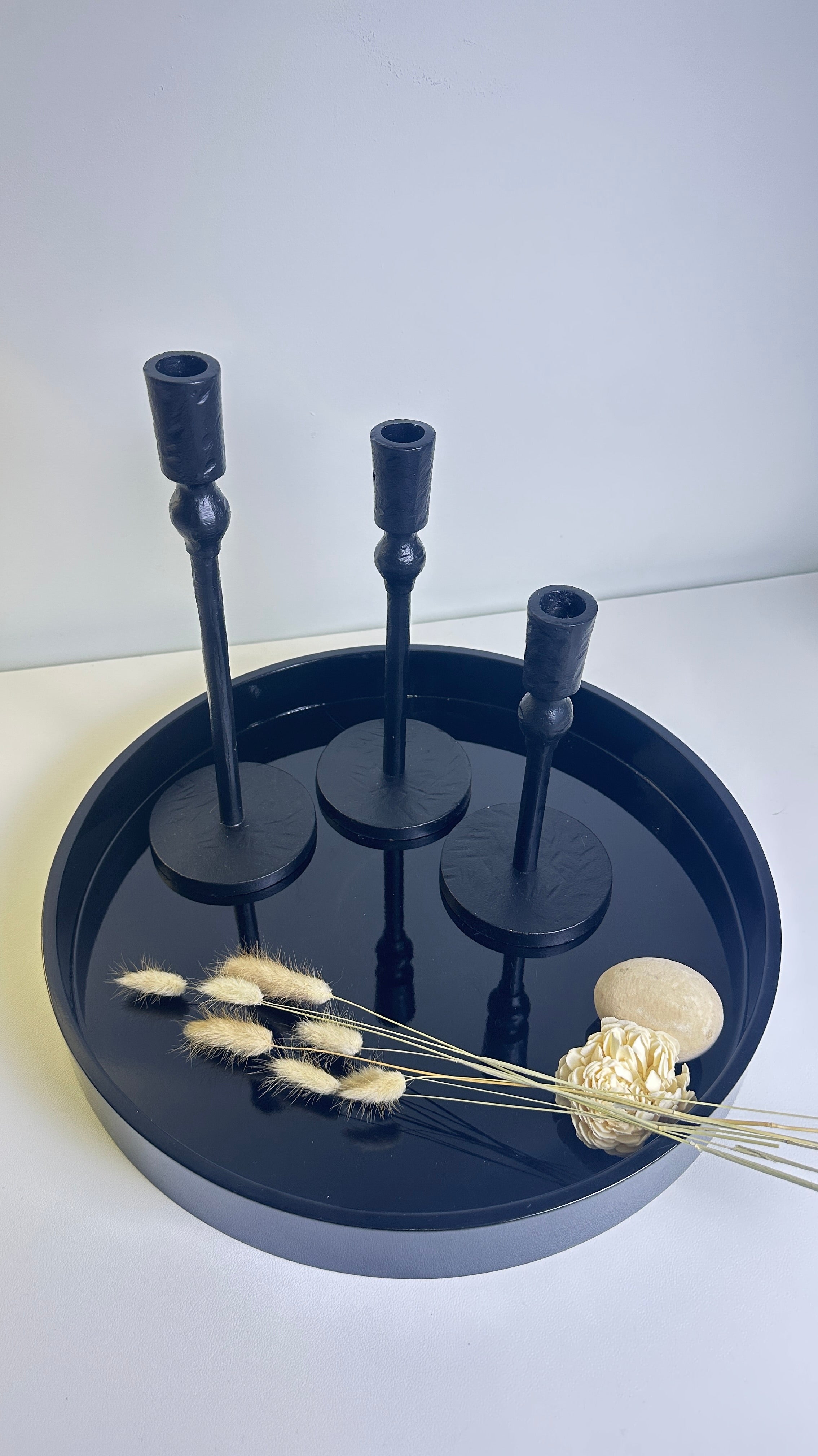 Metal Candle Holder Set of 3 - Black