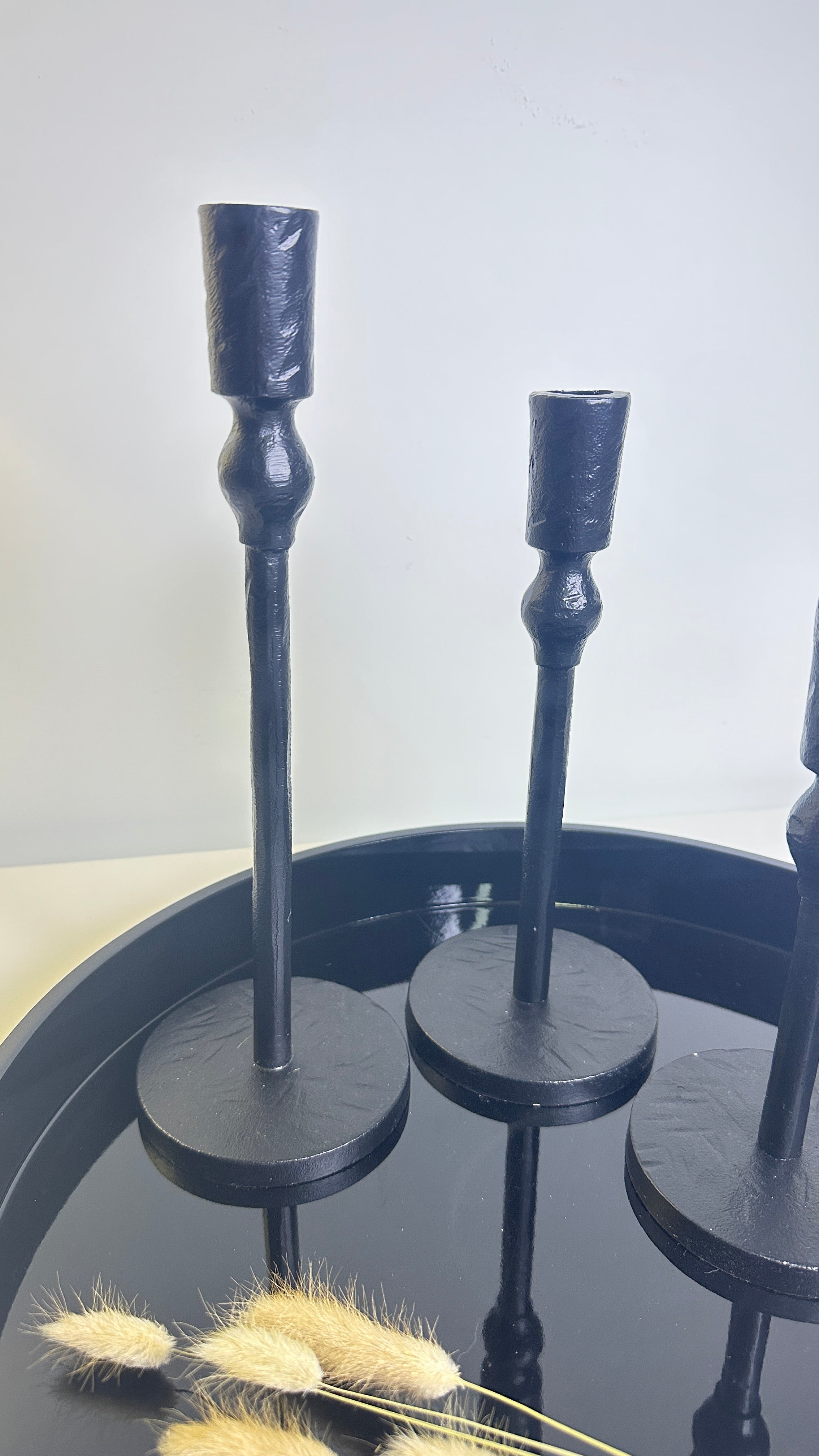 Metal Candle Holder Set of 3 - Black