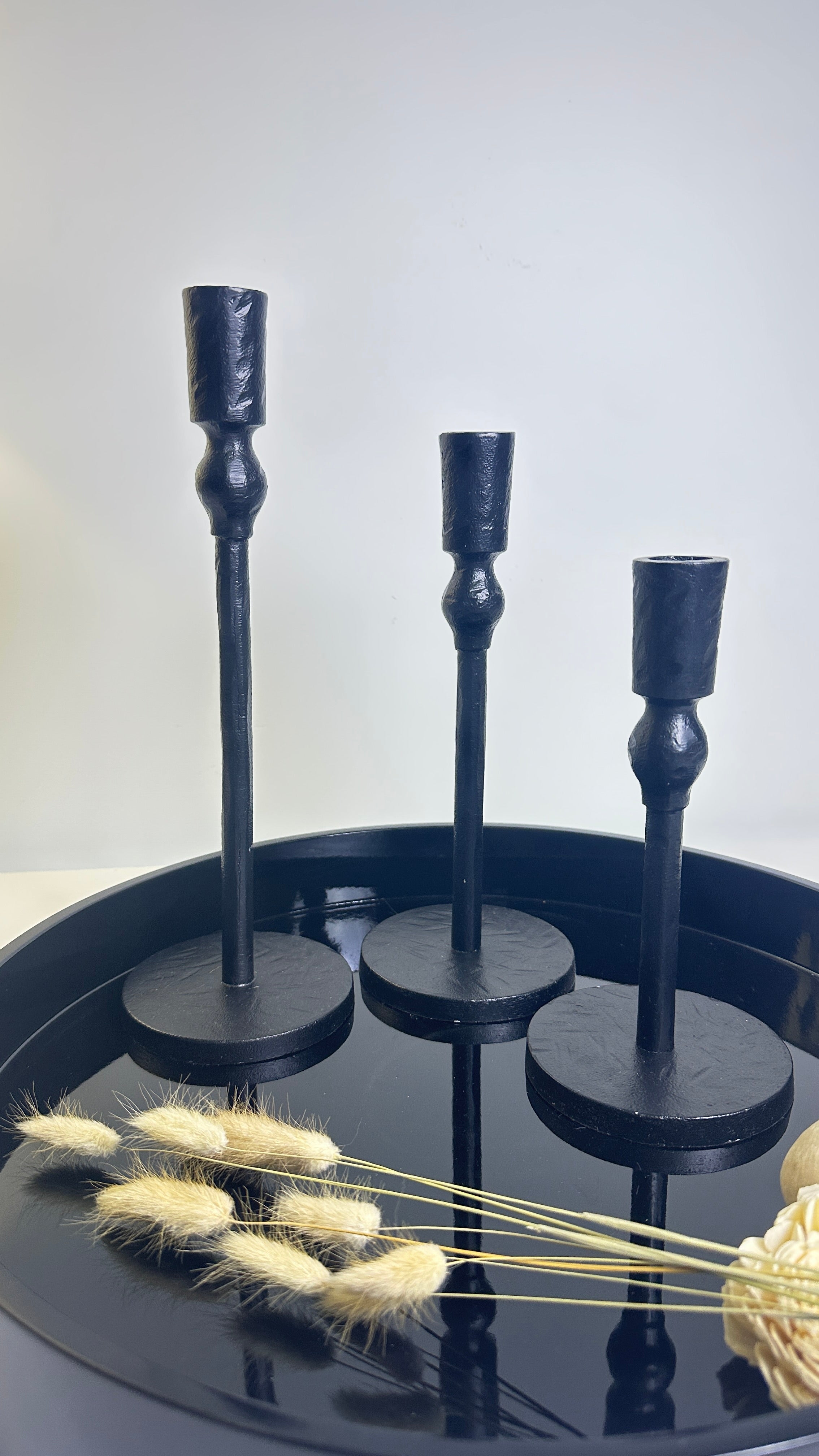 Metal Candle Holder Set of 3 - Black
