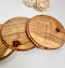 Set of 4 Rustic Boho Coasters Wood