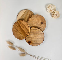Set of 4 Rustic Boho Coasters Wood