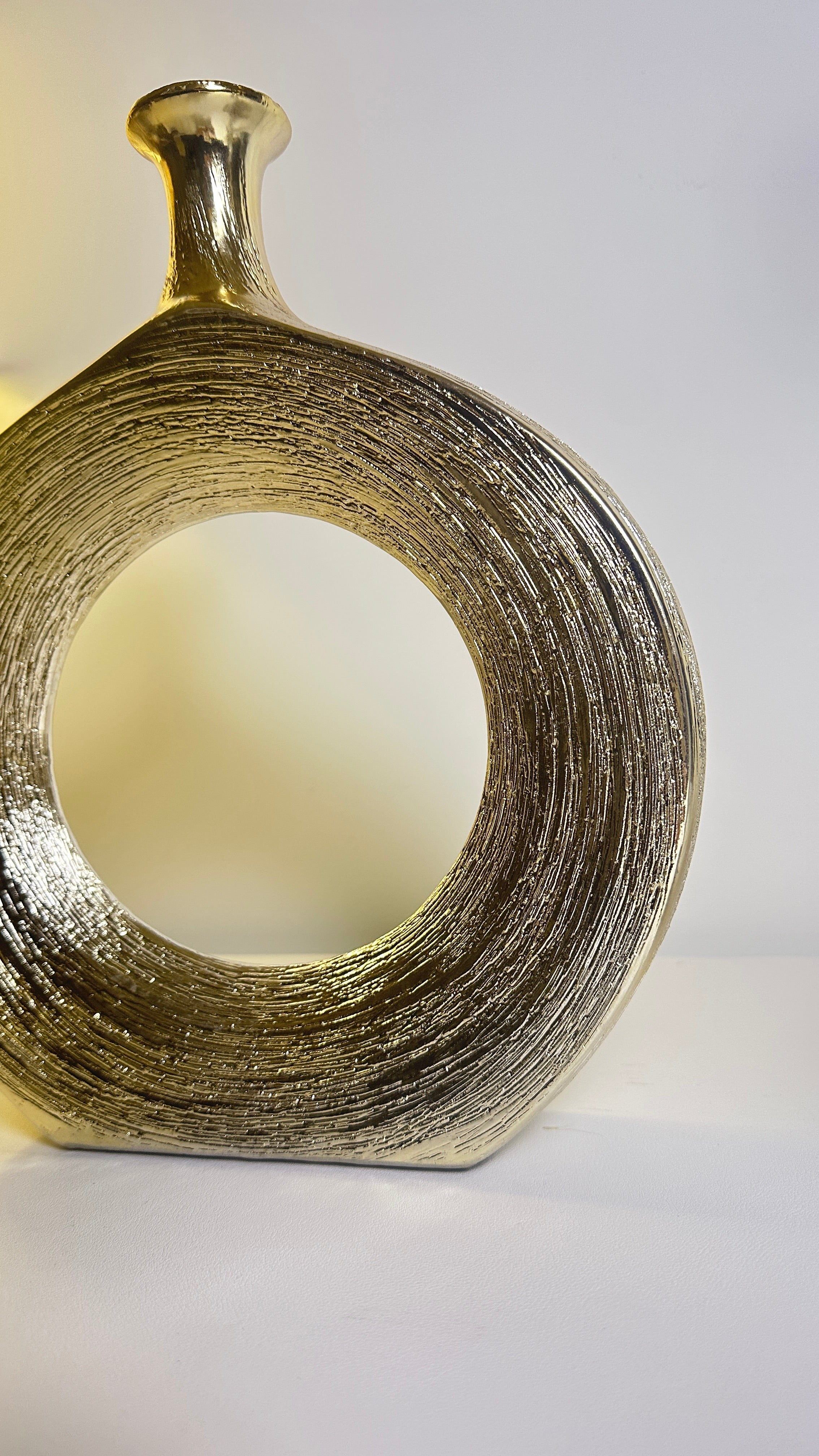 Modern Donut Metallic Gold Vase 12" tall