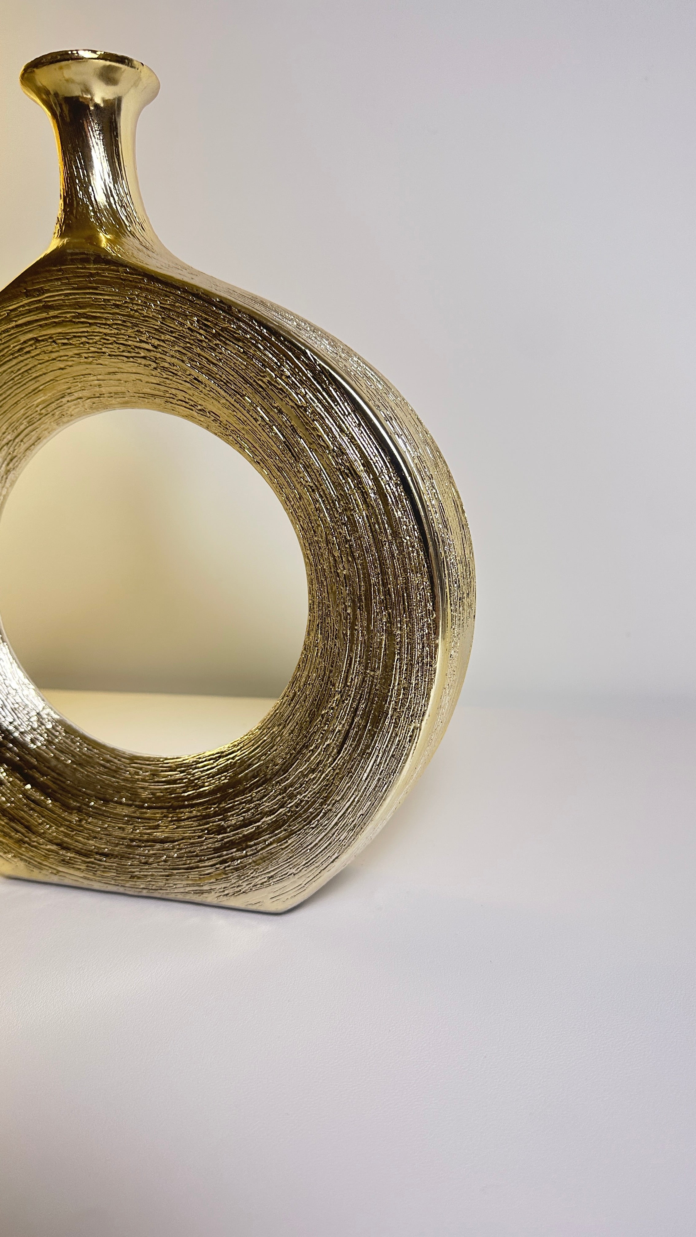 Modern Donut Metallic Gold Vase 12" tall