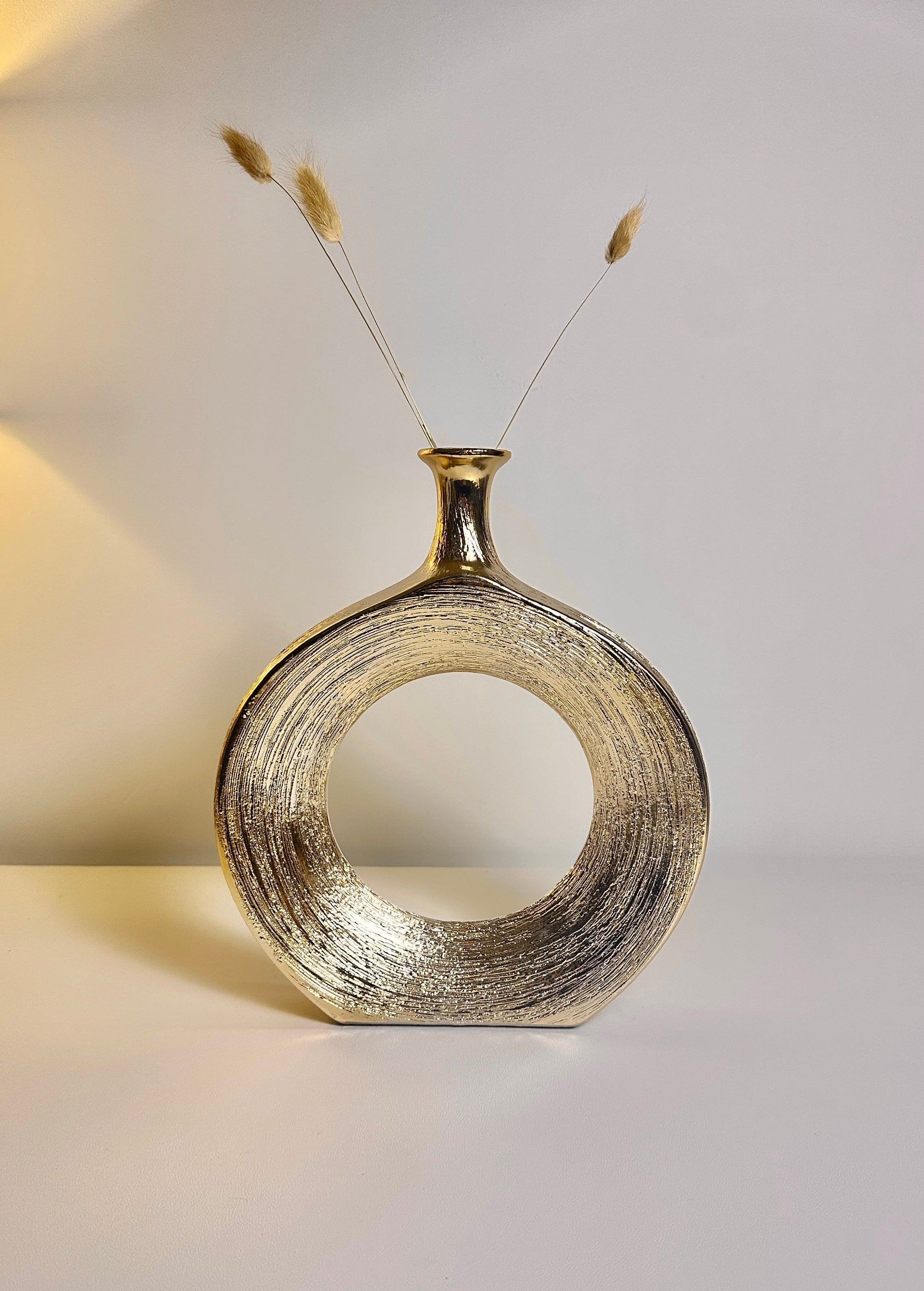 Modern Donut Metallic Gold Vase 12" tall