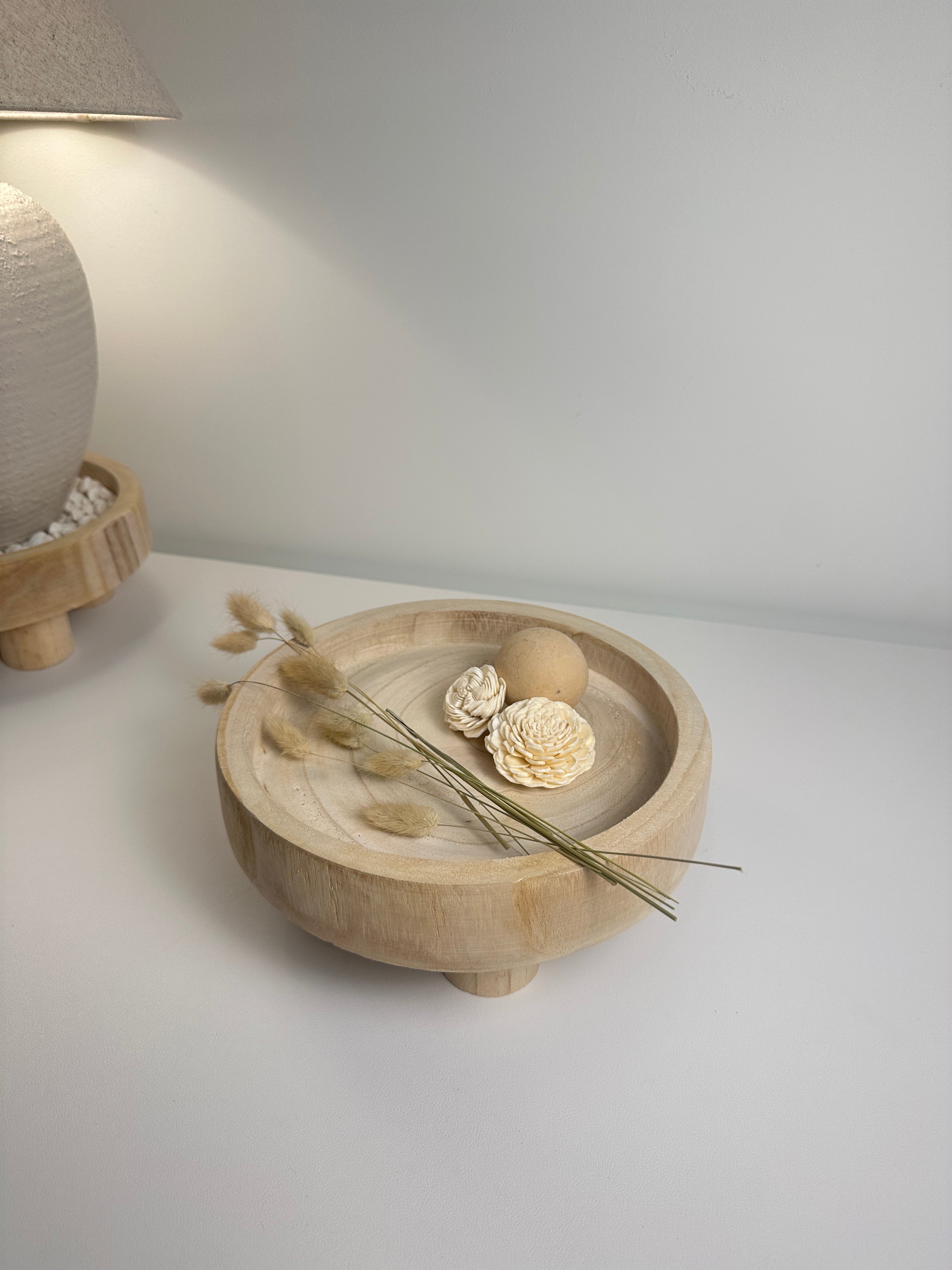 Boho Minimalist Rustic Paulownia Wood - Beige