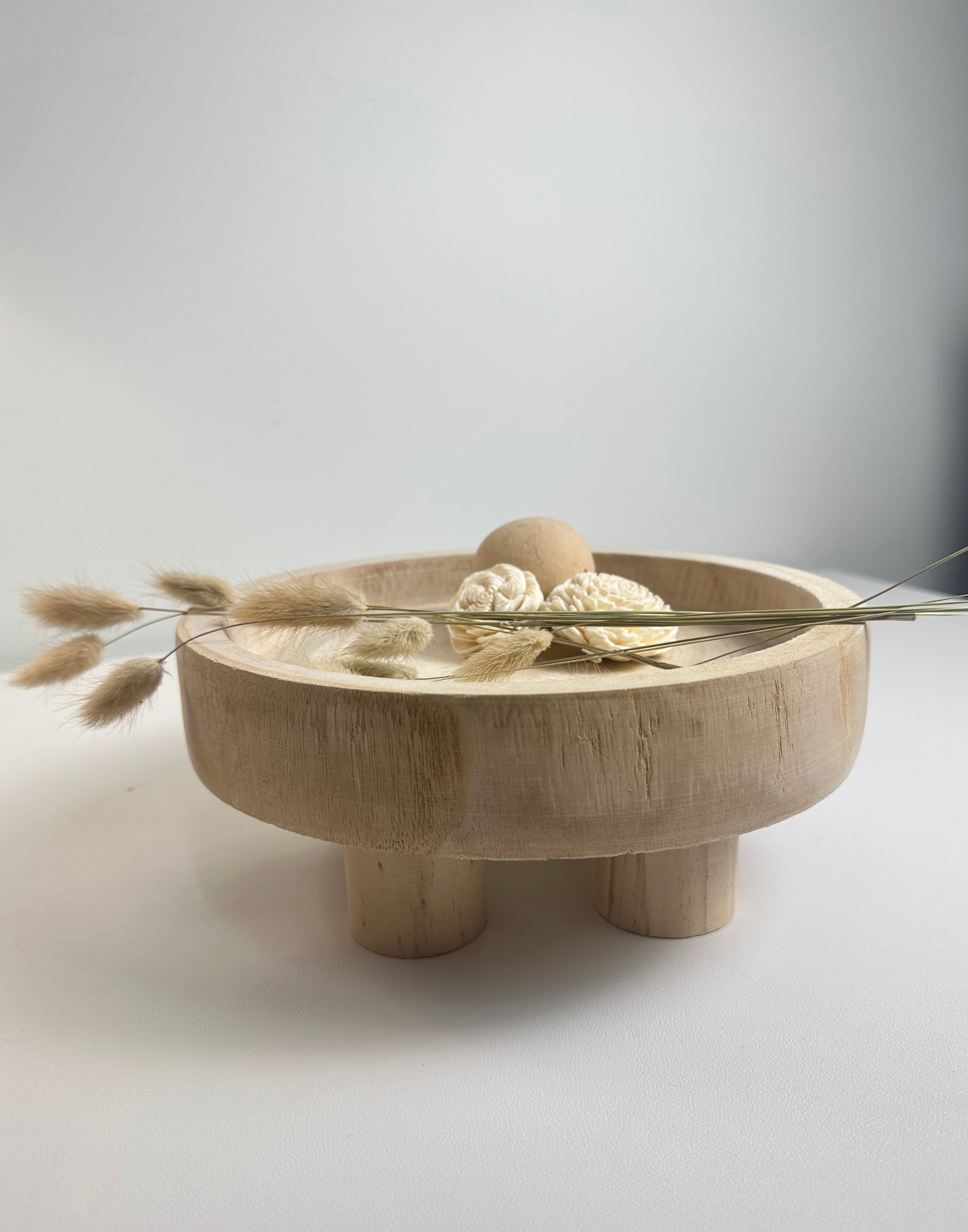 Boho Minimalist Rustic Paulownia Wood - Beige